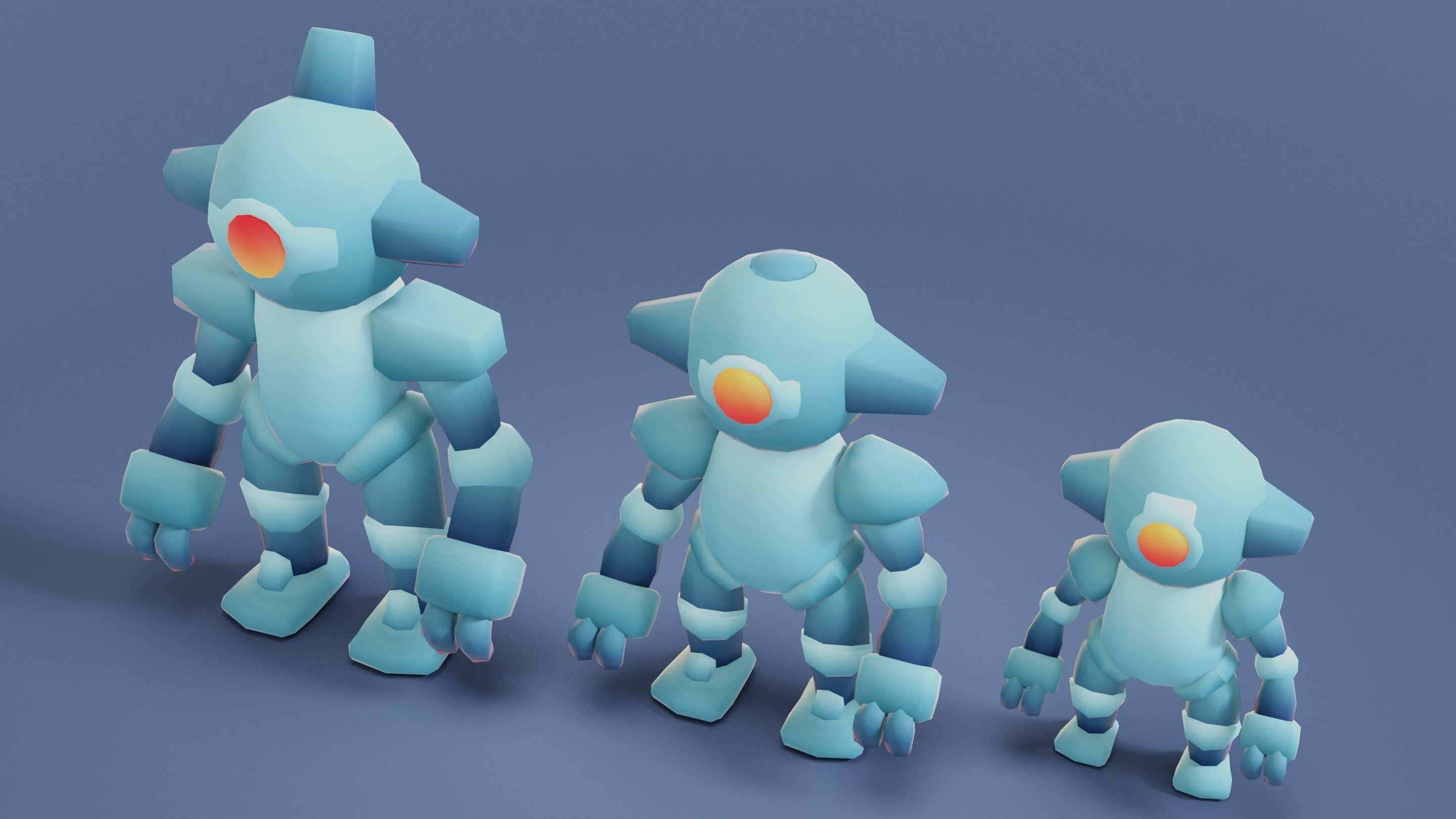 Cartoon Robots Pack 01 Low-poly 3D model_12