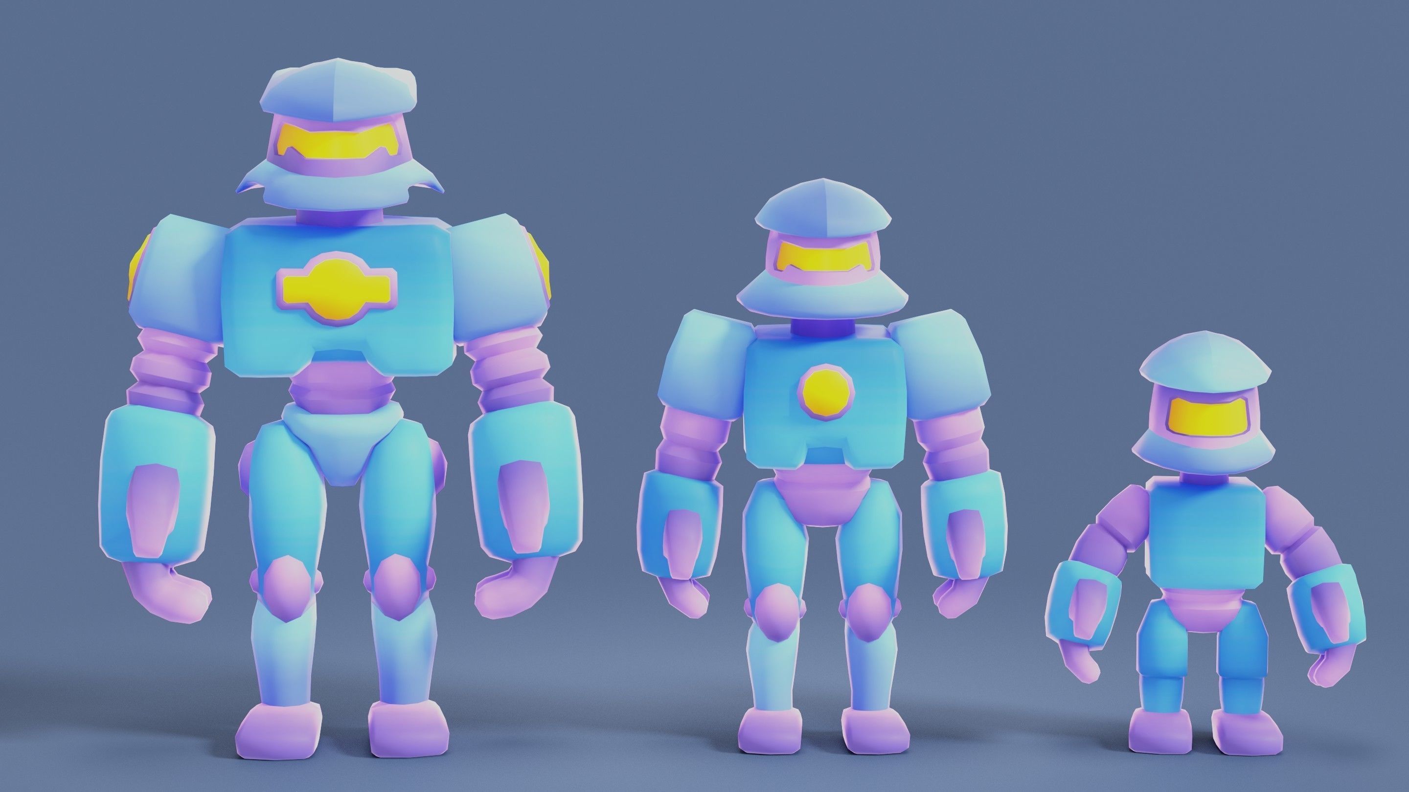 Cartoon Robots Pack 01 Low-poly 3D model_44