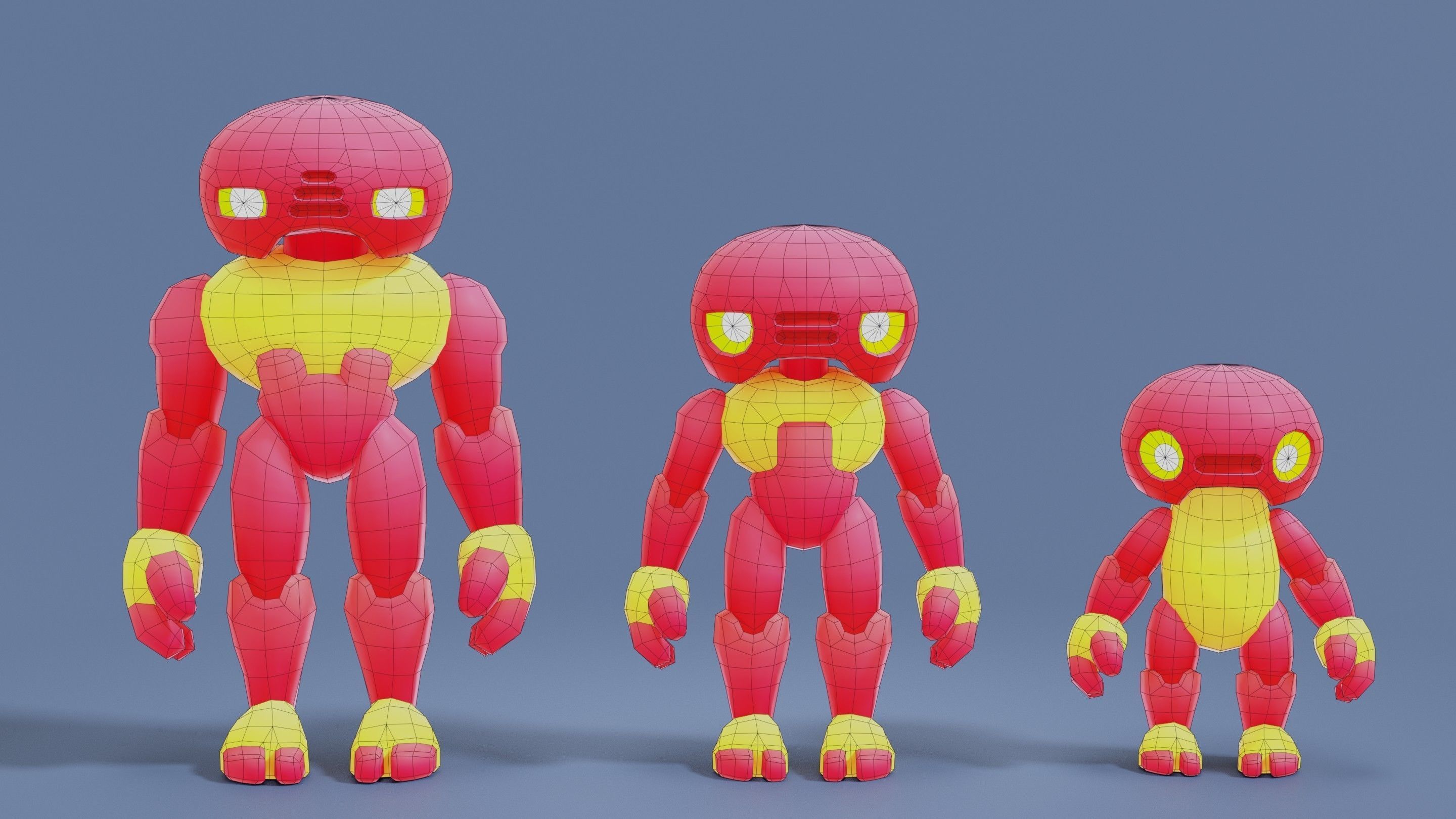 Cartoon Robots Pack 01 Low-poly 3D model_33