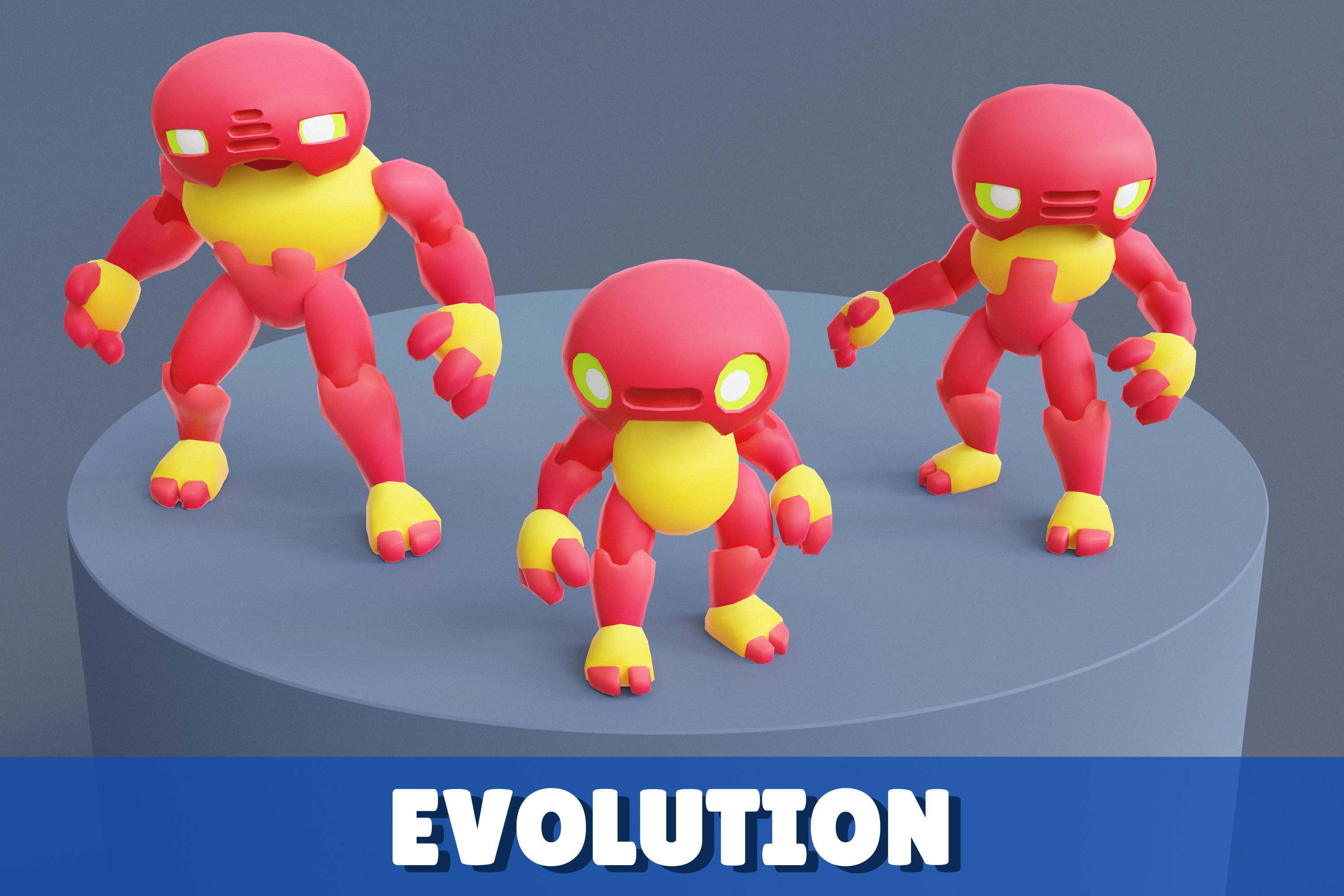 Cartoon Robots Pack 01 Low-poly 3D model_5