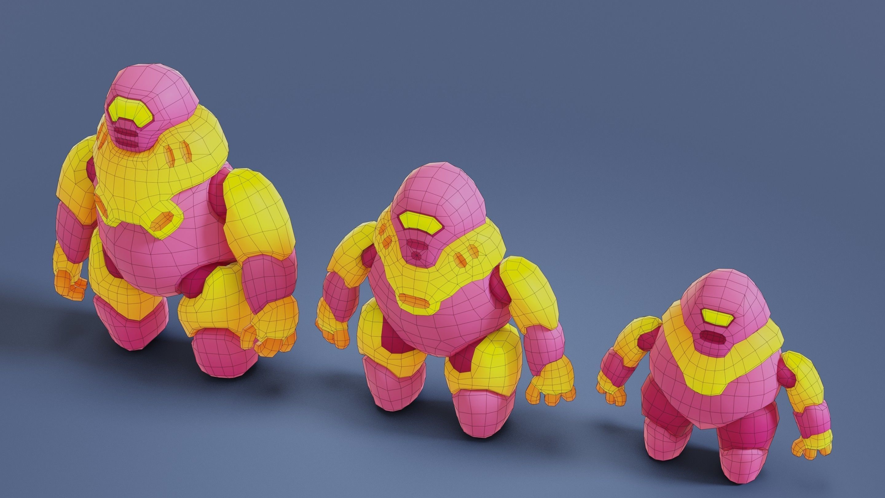 Cartoon Robots Pack 01 Low-poly 3D model_19