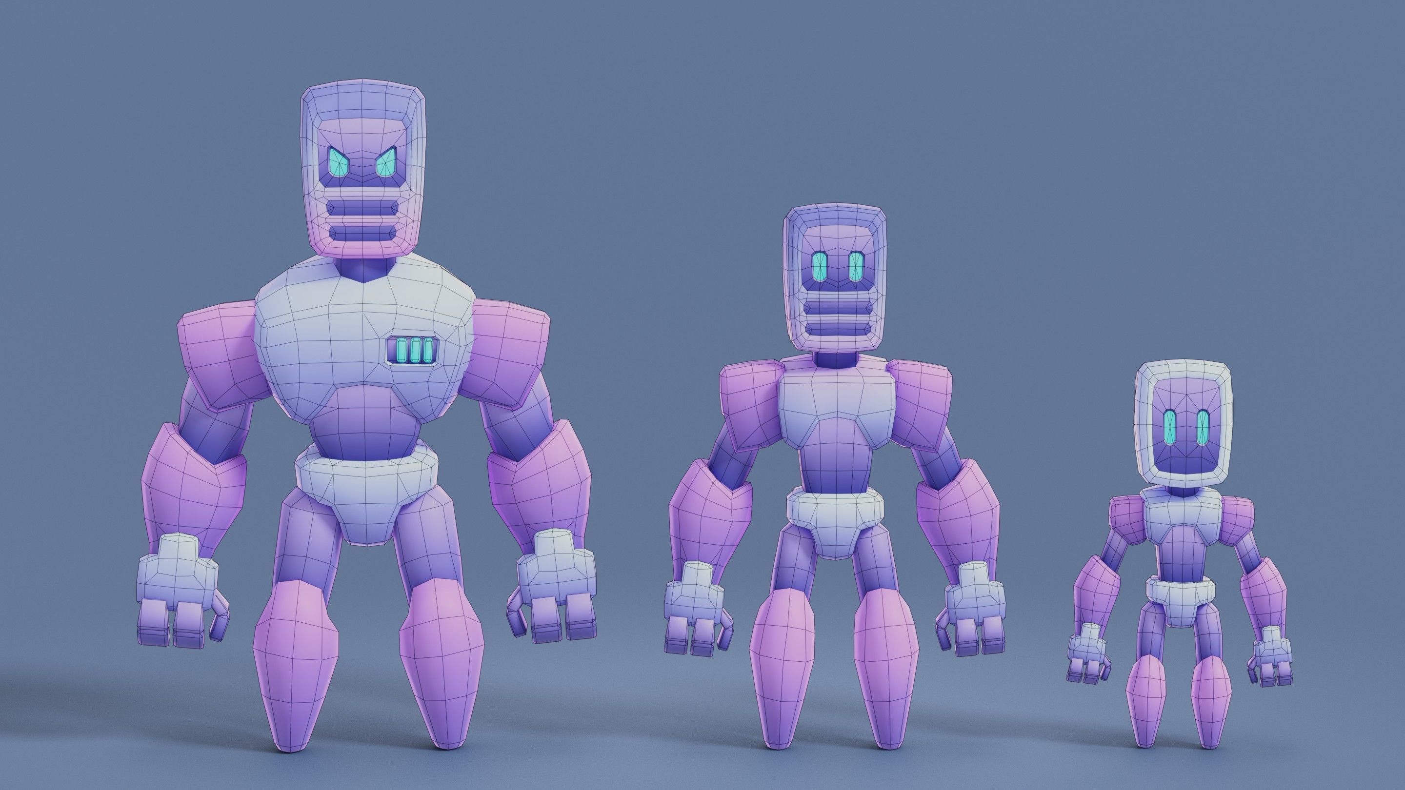 Cartoon Robots Pack 01 Low-poly 3D model_27