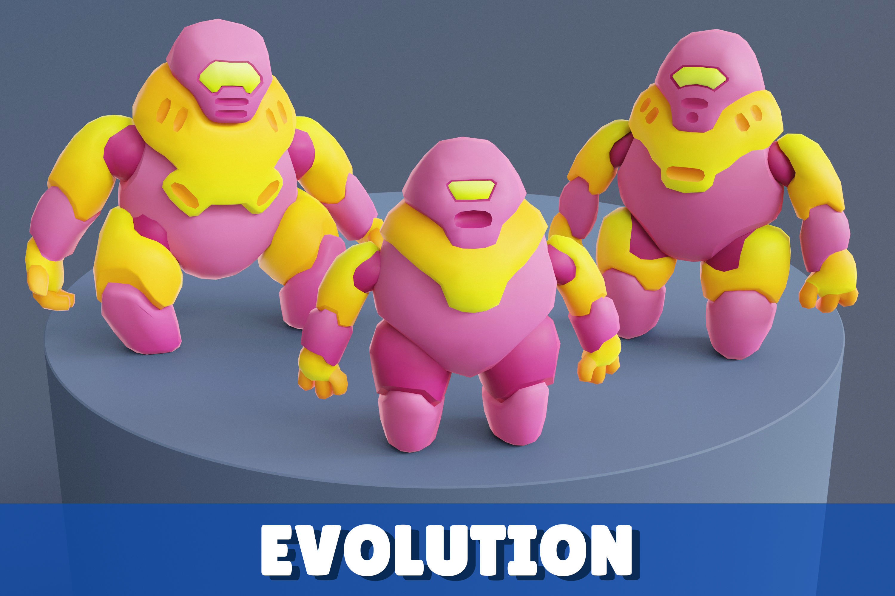 Cartoon Robots Pack 01 Low-poly 3D model_3