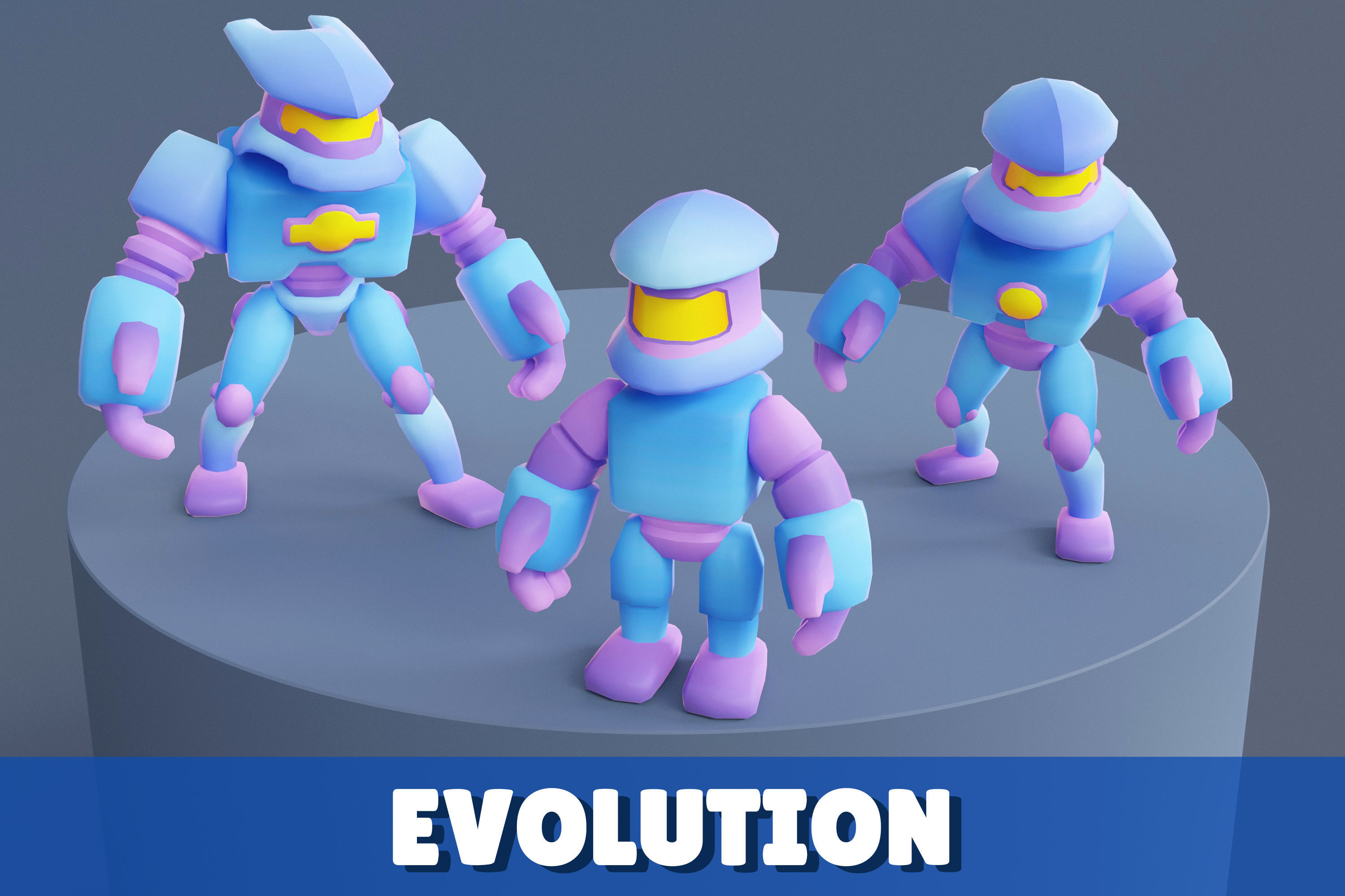 Cartoon Robots Pack 01 Low-poly 3D model_7