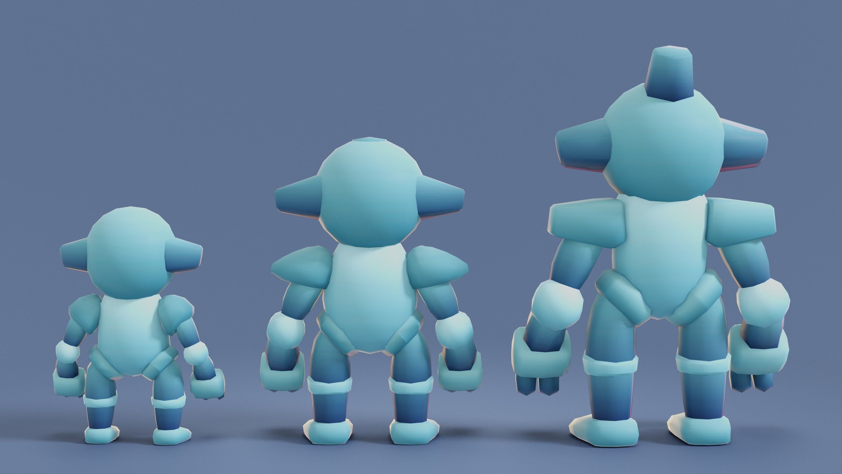 Cartoon Robots Pack 01 Low-poly 3D model_16