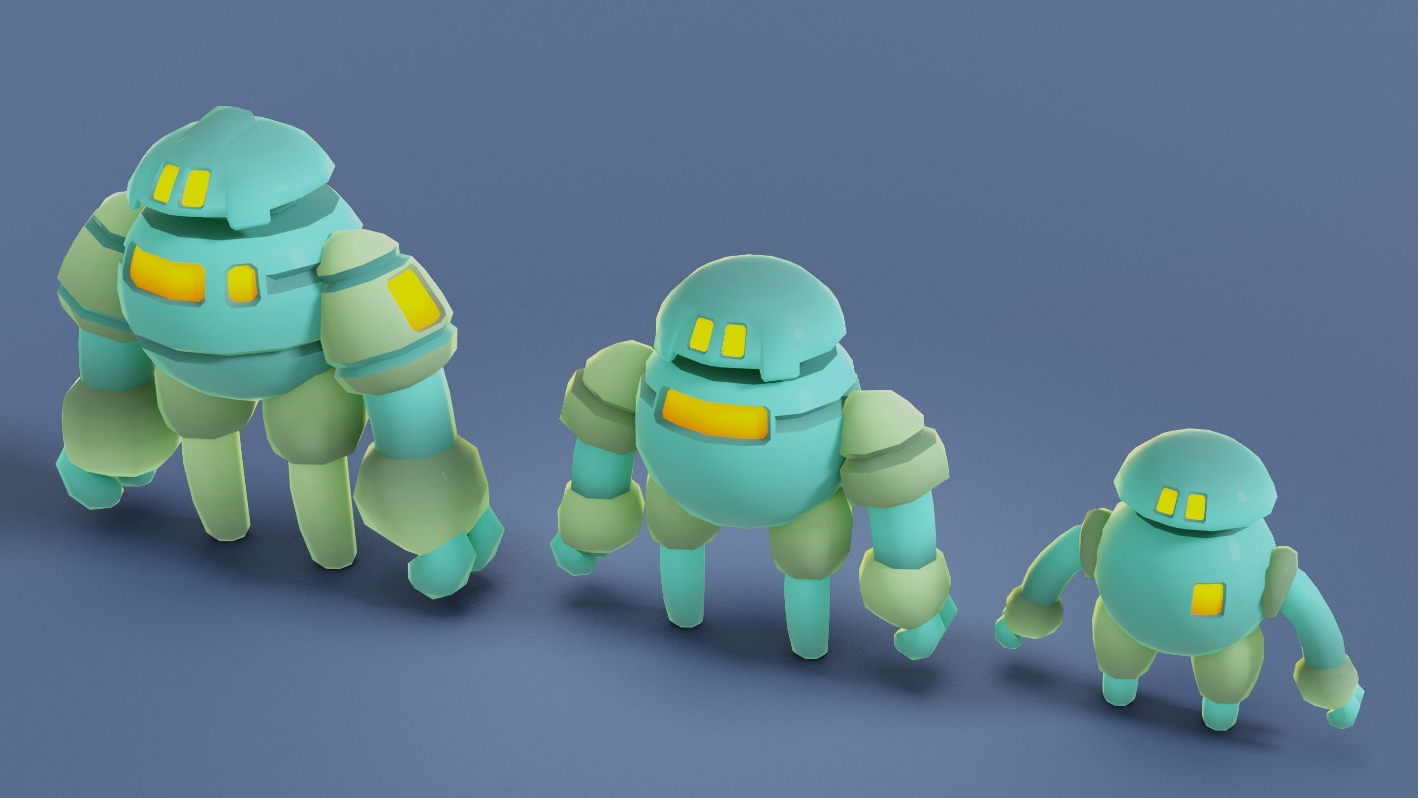 Cartoon Robots Pack 01 Low-poly 3D model_48