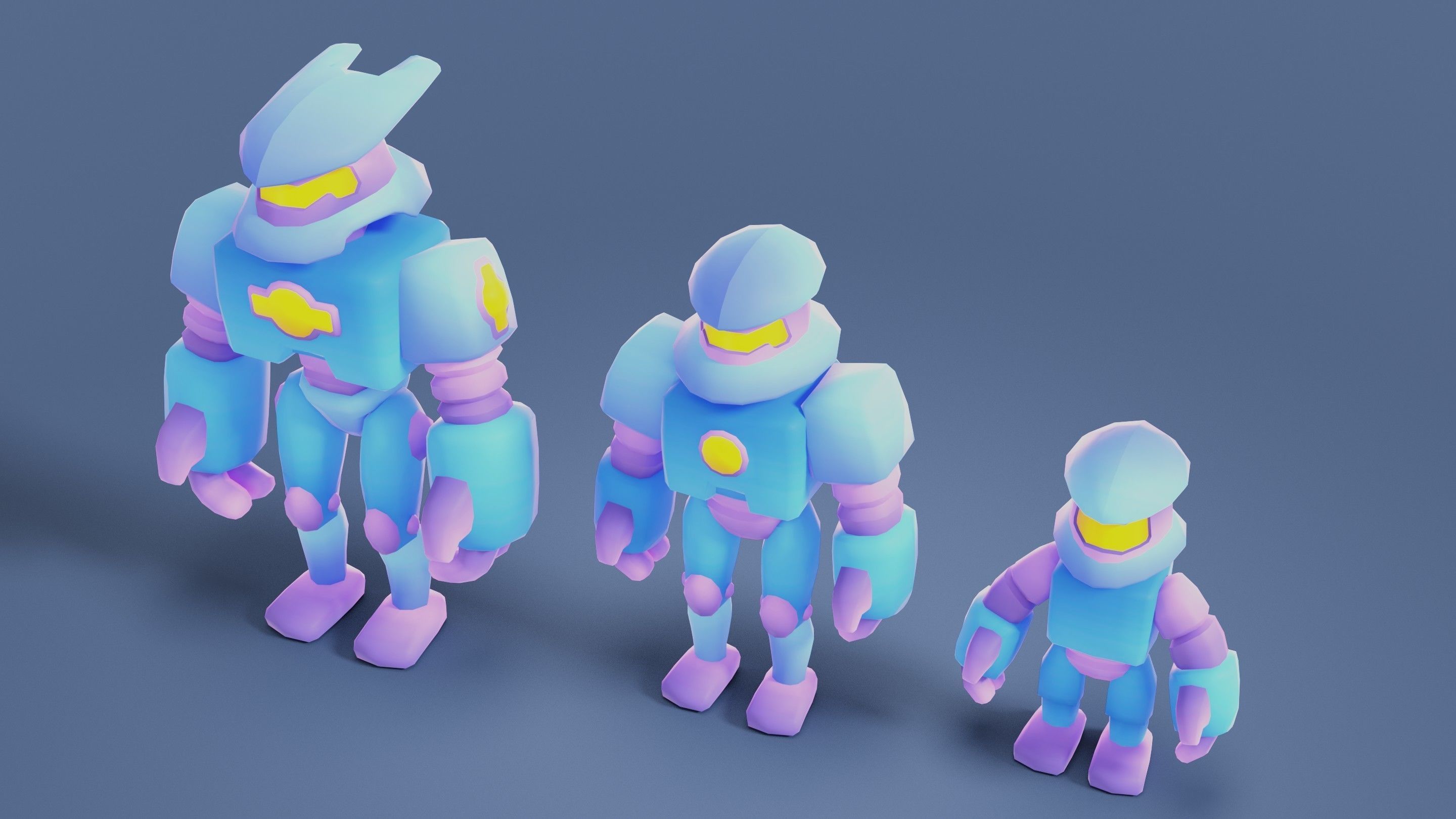 Cartoon Robots Pack 01 Low-poly 3D model_42