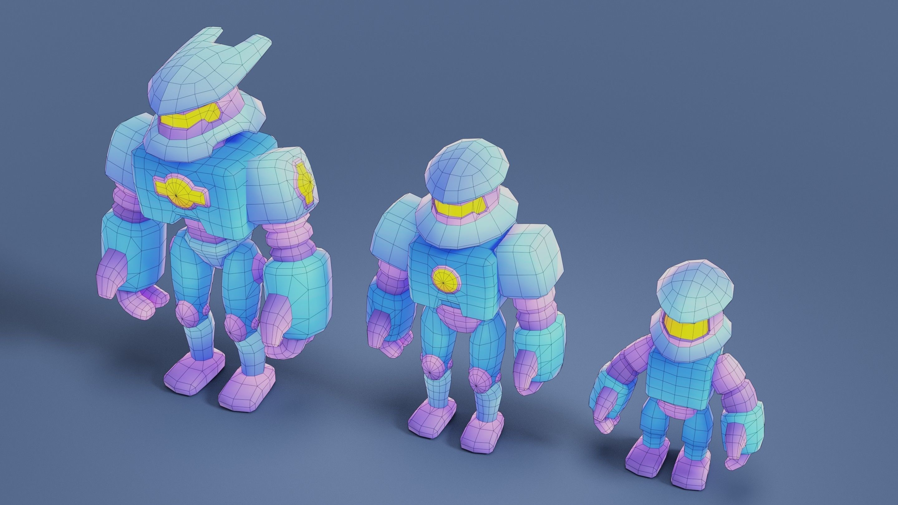 Cartoon Robots Pack 01 Low-poly 3D model_43