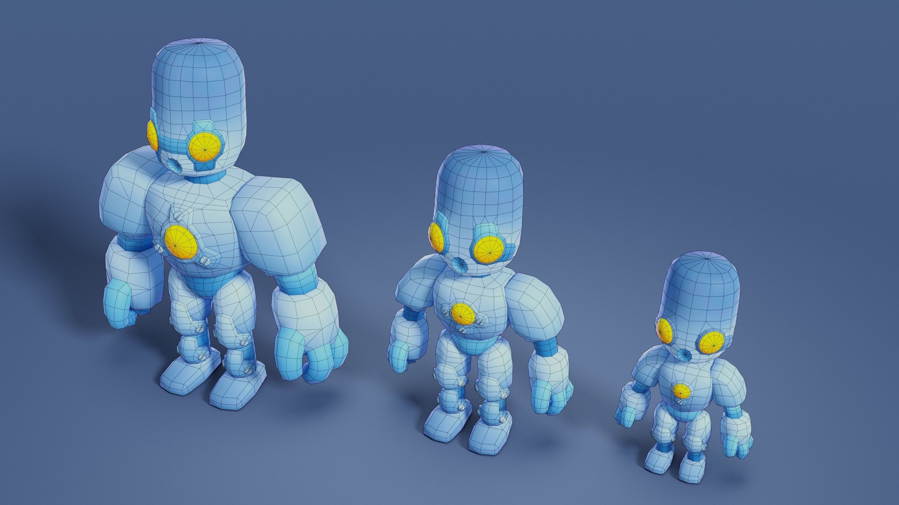 Cartoon Robots Pack 01 Low-poly 3D model_61