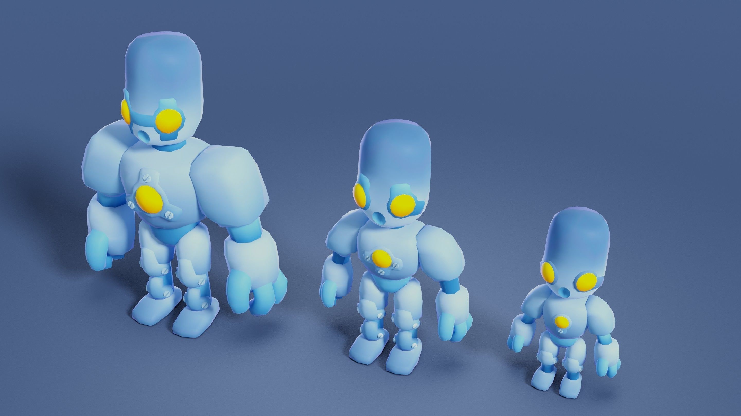 Cartoon Robots Pack 01 Low-poly 3D model_60