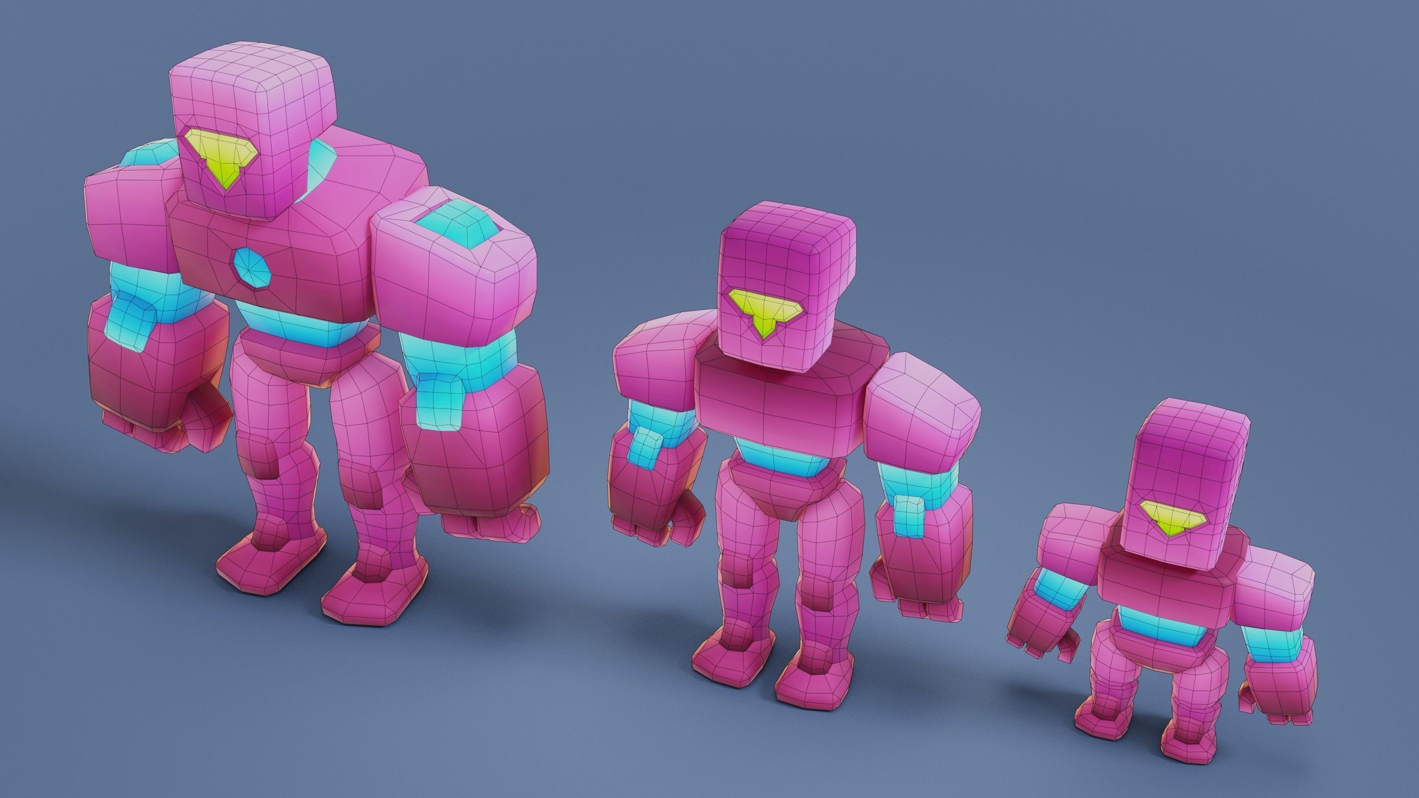 Cartoon Robots Pack 01 Low-poly 3D model_67