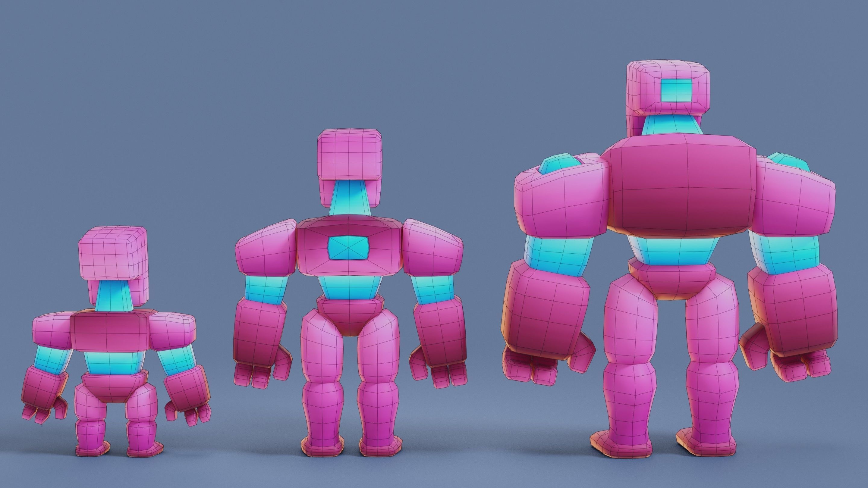 Cartoon Robots Pack 01 Low-poly 3D model_71