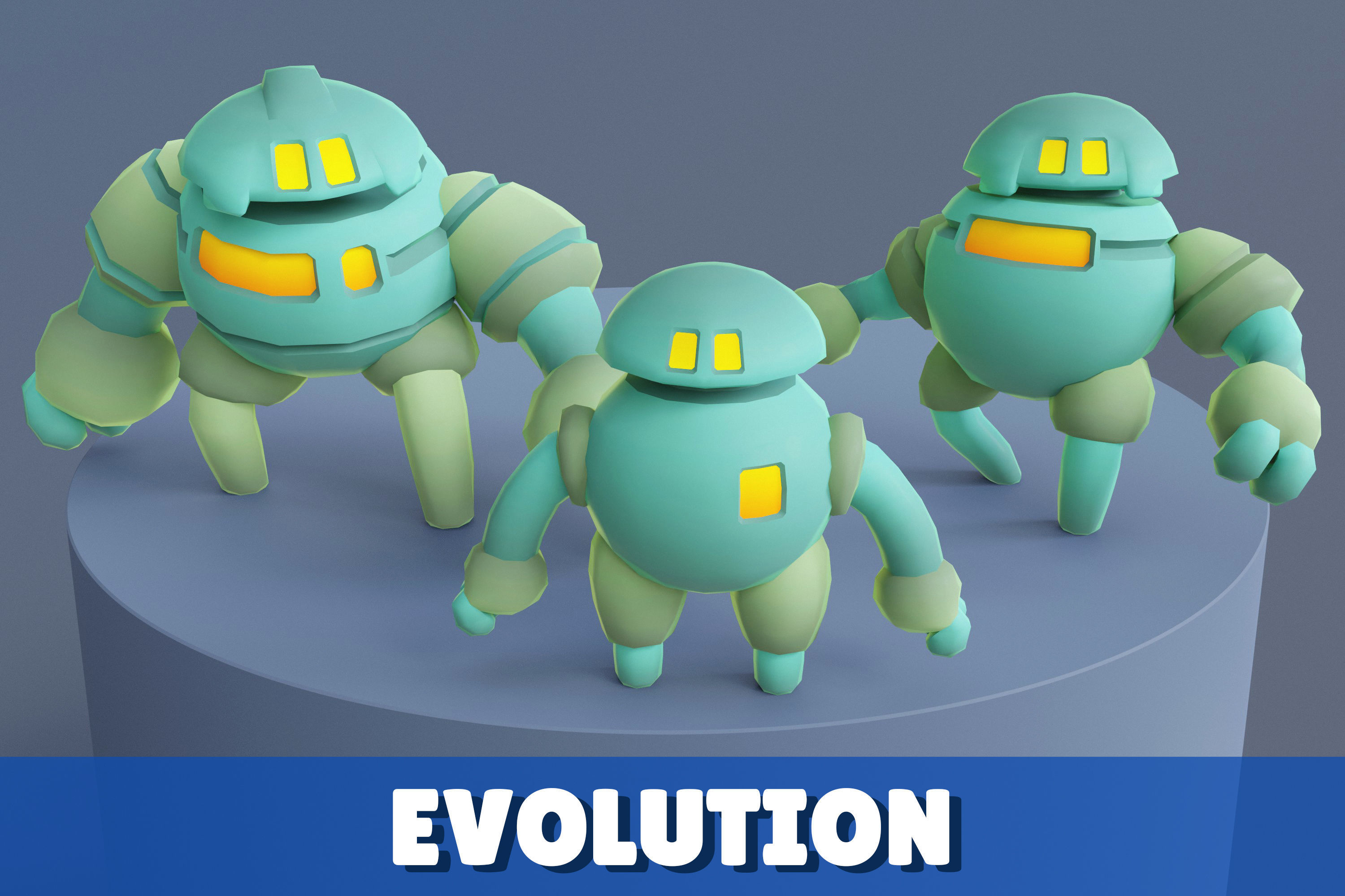 Cartoon Robots Pack 01 Low-poly 3D model_8