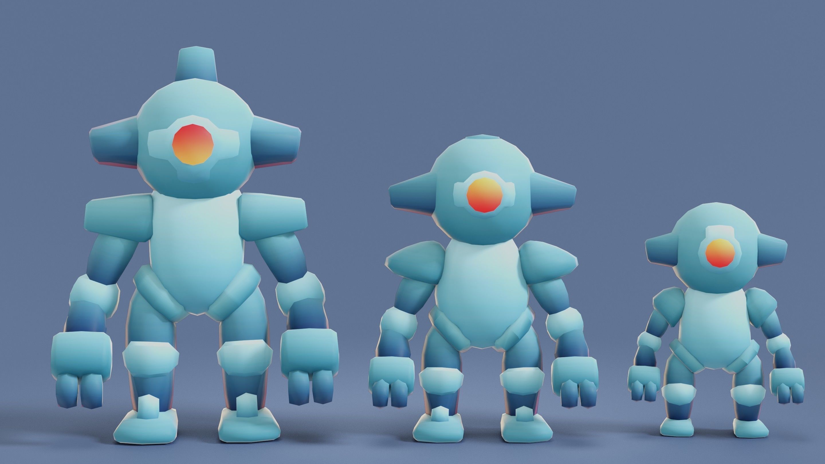 Cartoon Robots Pack 01 Low-poly 3D model_14