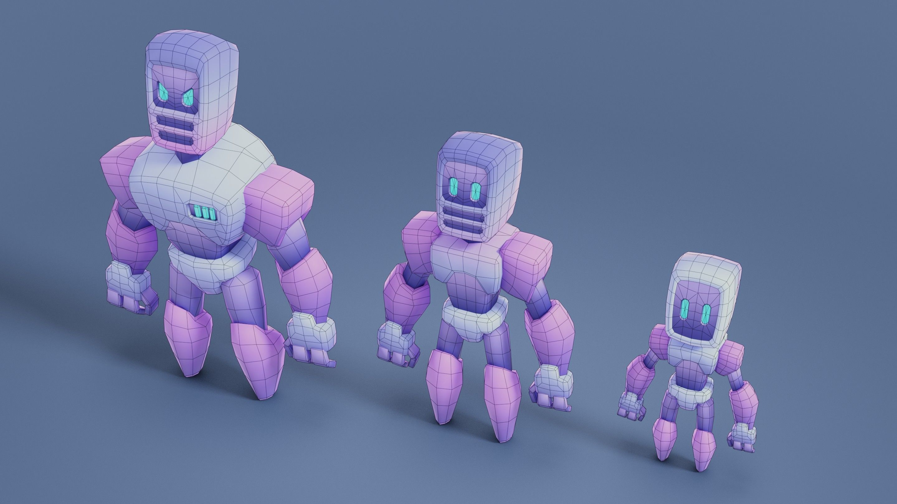 Cartoon Robots Pack 01 Low-poly 3D model_25