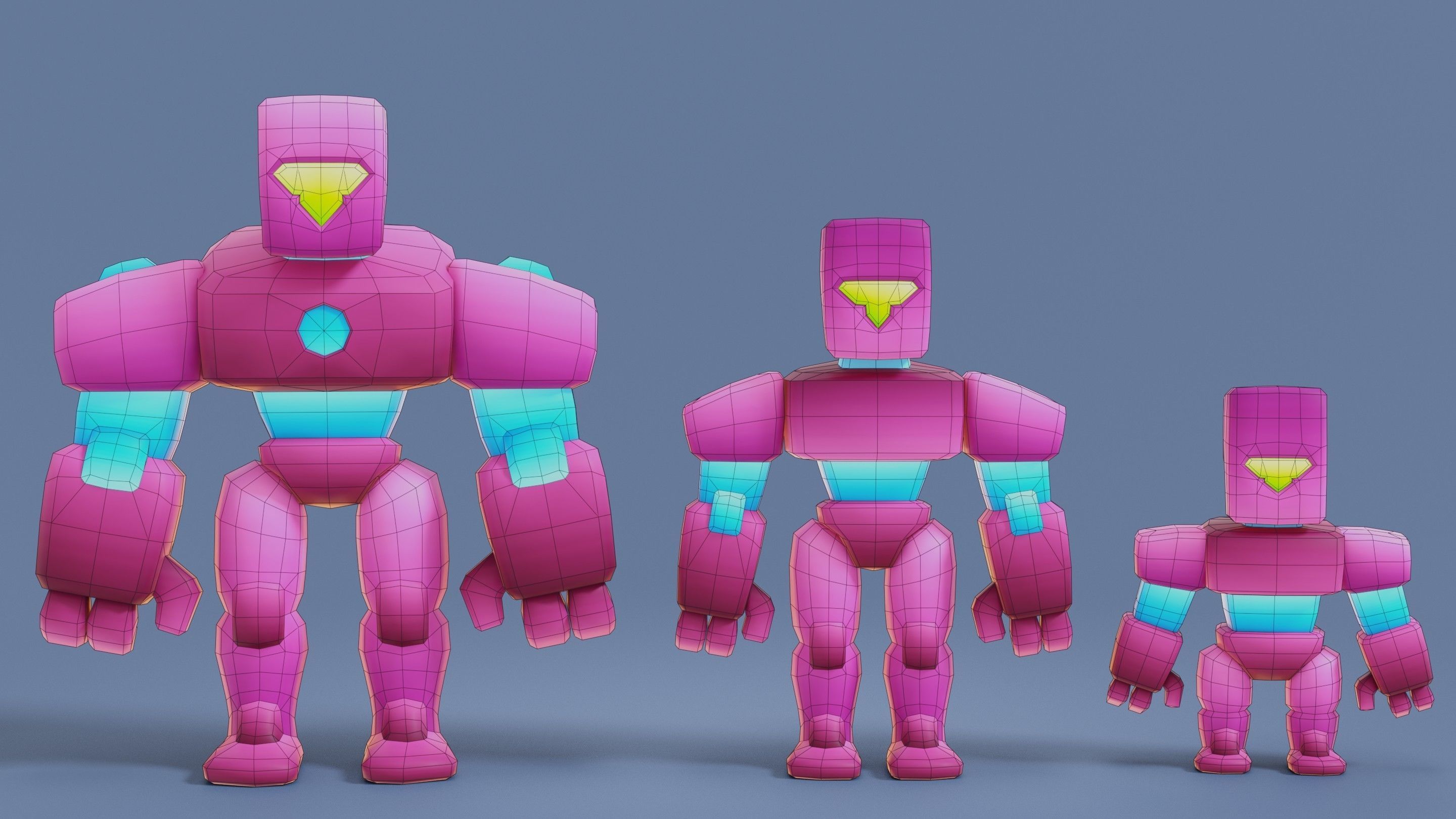 Cartoon Robots Pack 01 Low-poly 3D model_69