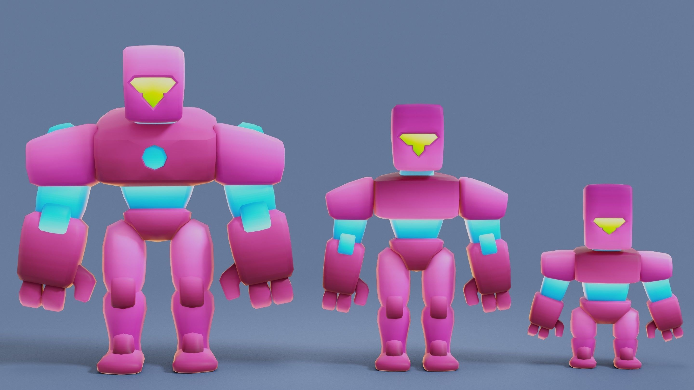 Cartoon Robots Pack 01 Low-poly 3D model_68