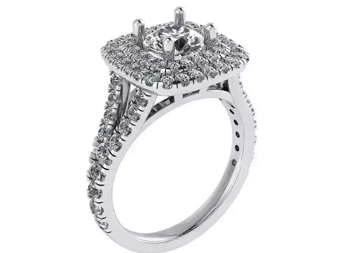 Square Double Halo Ring 0722