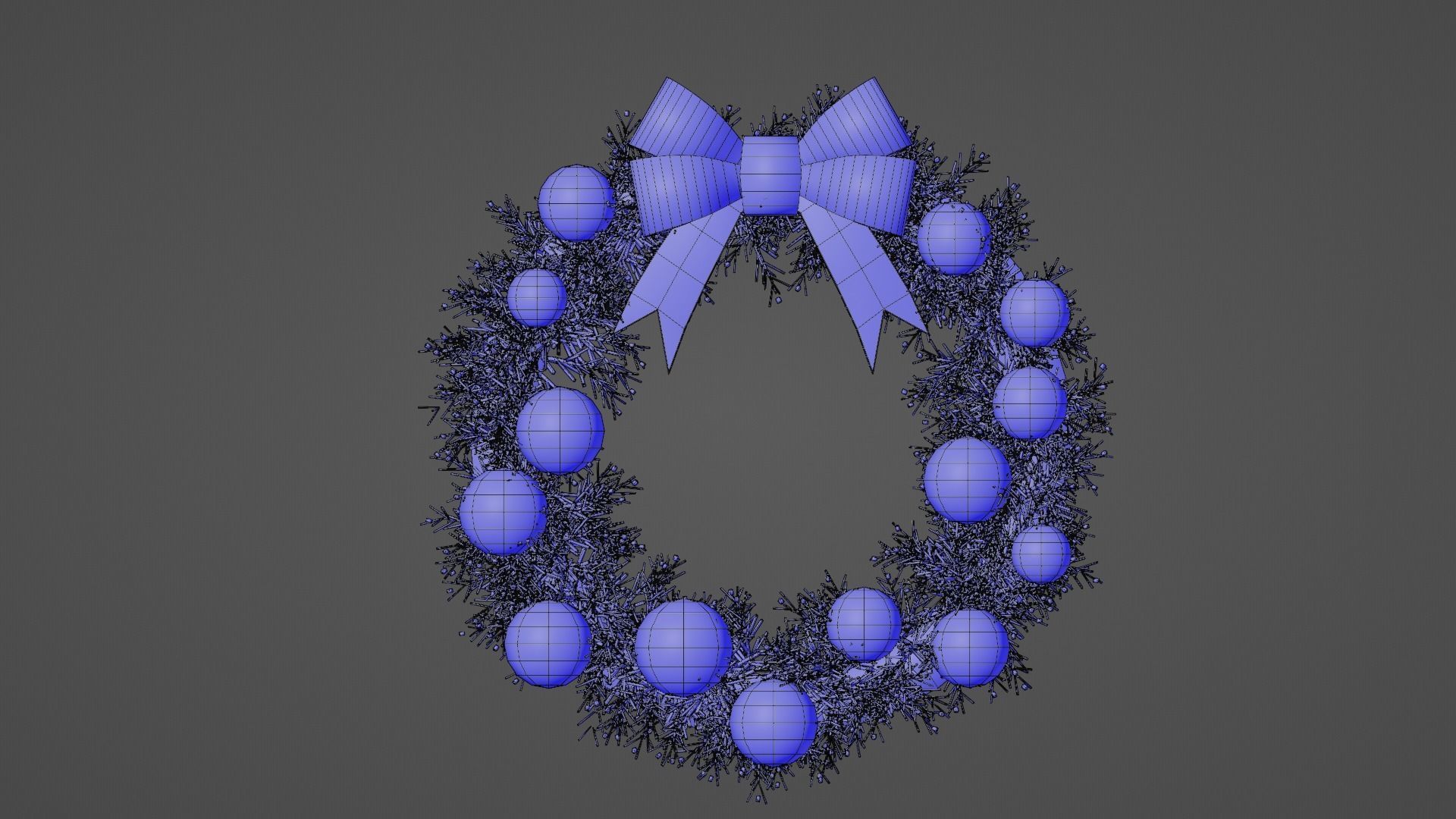 Christmas Wreath Low-poly 3D model_9