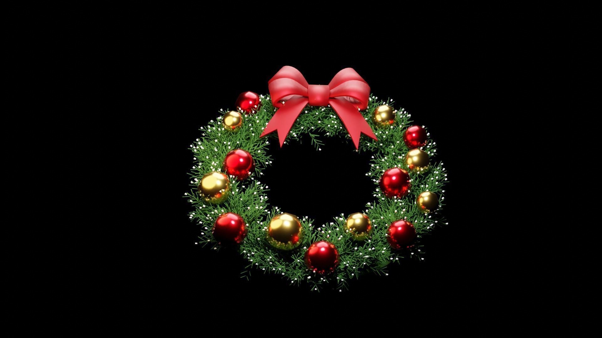 Christmas Wreath Low-poly 3D model_5