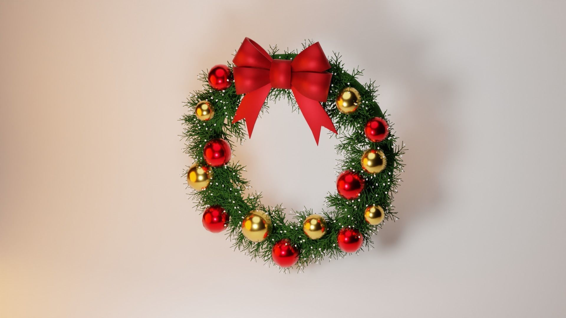 Christmas Wreath Low-poly 3D model_1