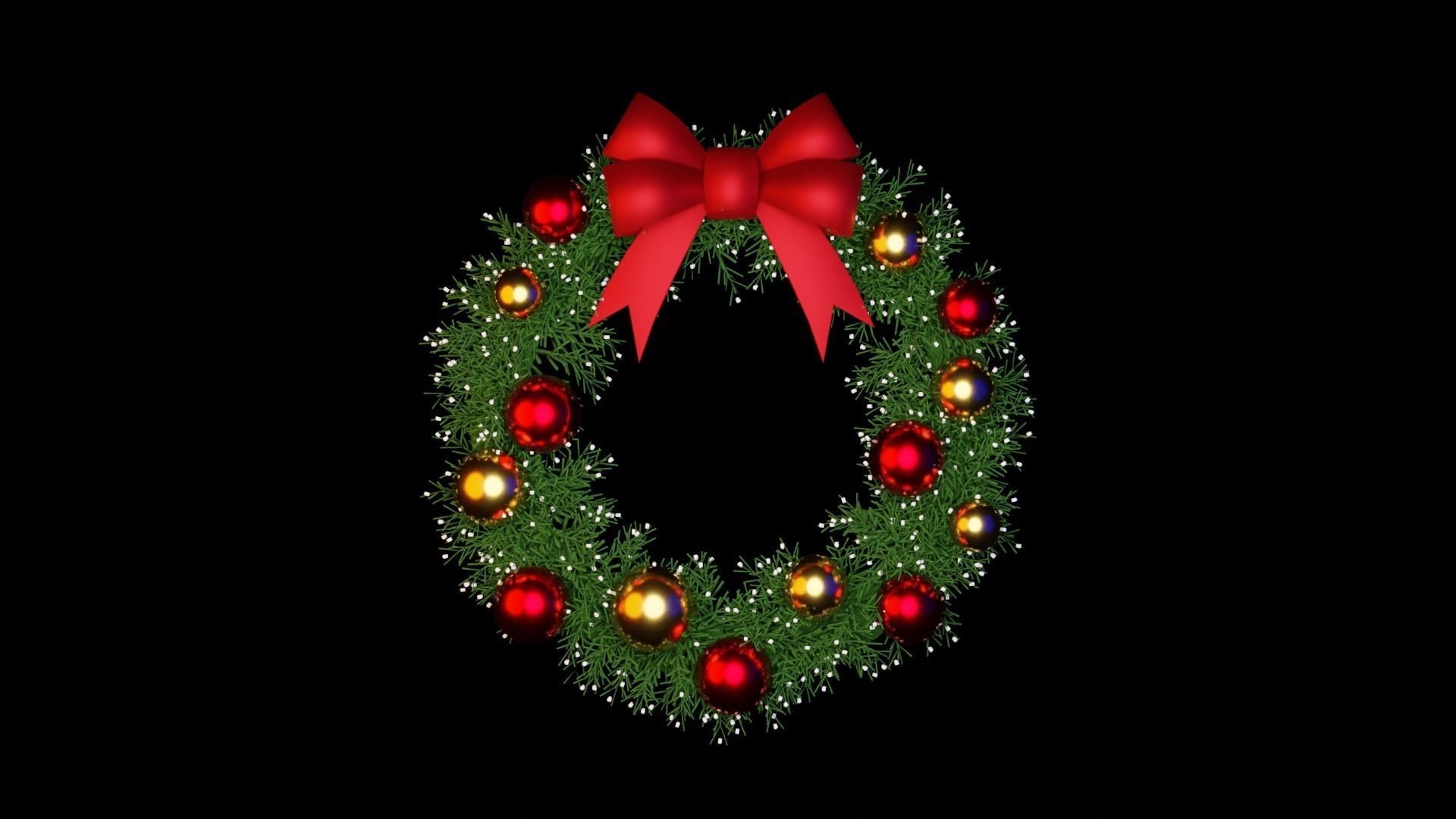 Christmas Wreath Low-poly 3D model_3
