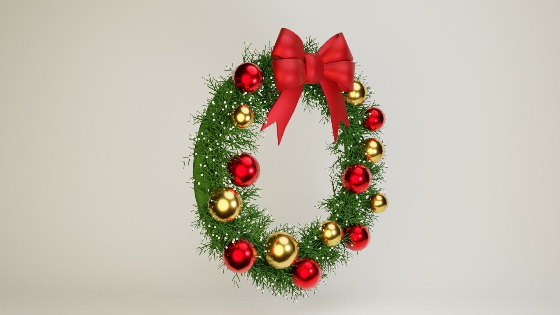 Christmas Wreath Low-poly 3D model_2