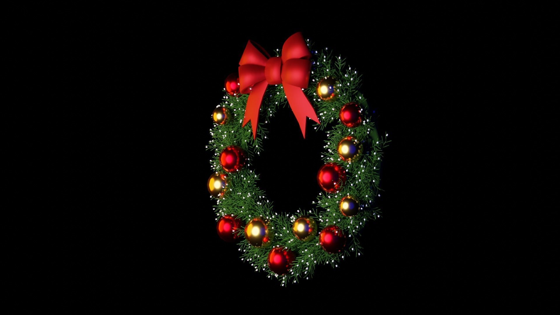 Christmas Wreath Low-poly 3D model_4