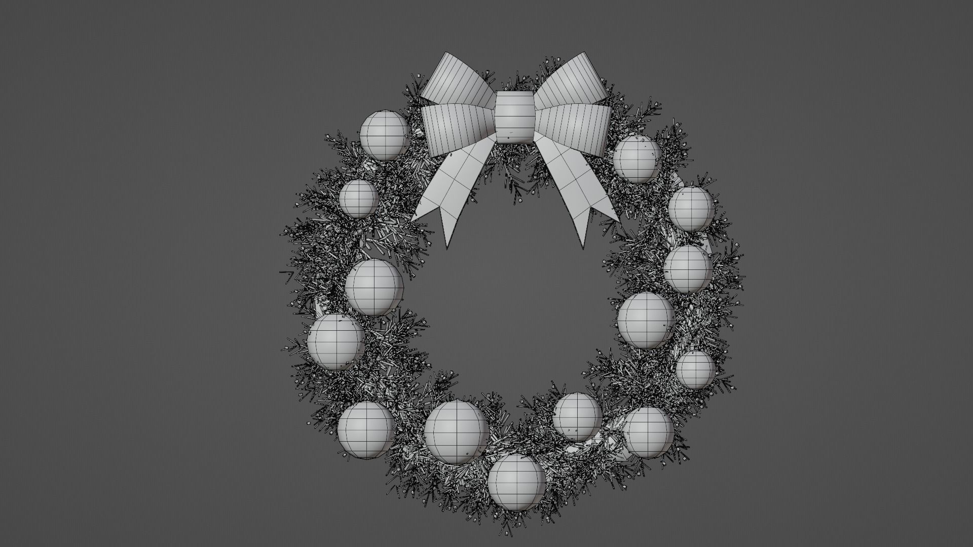 Christmas Wreath Low-poly 3D model_8