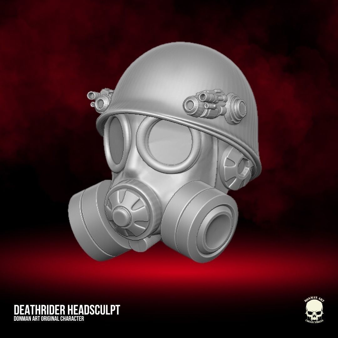 Deathrider Gasmask Head 3D printable files for Action Figures 3D print model_2