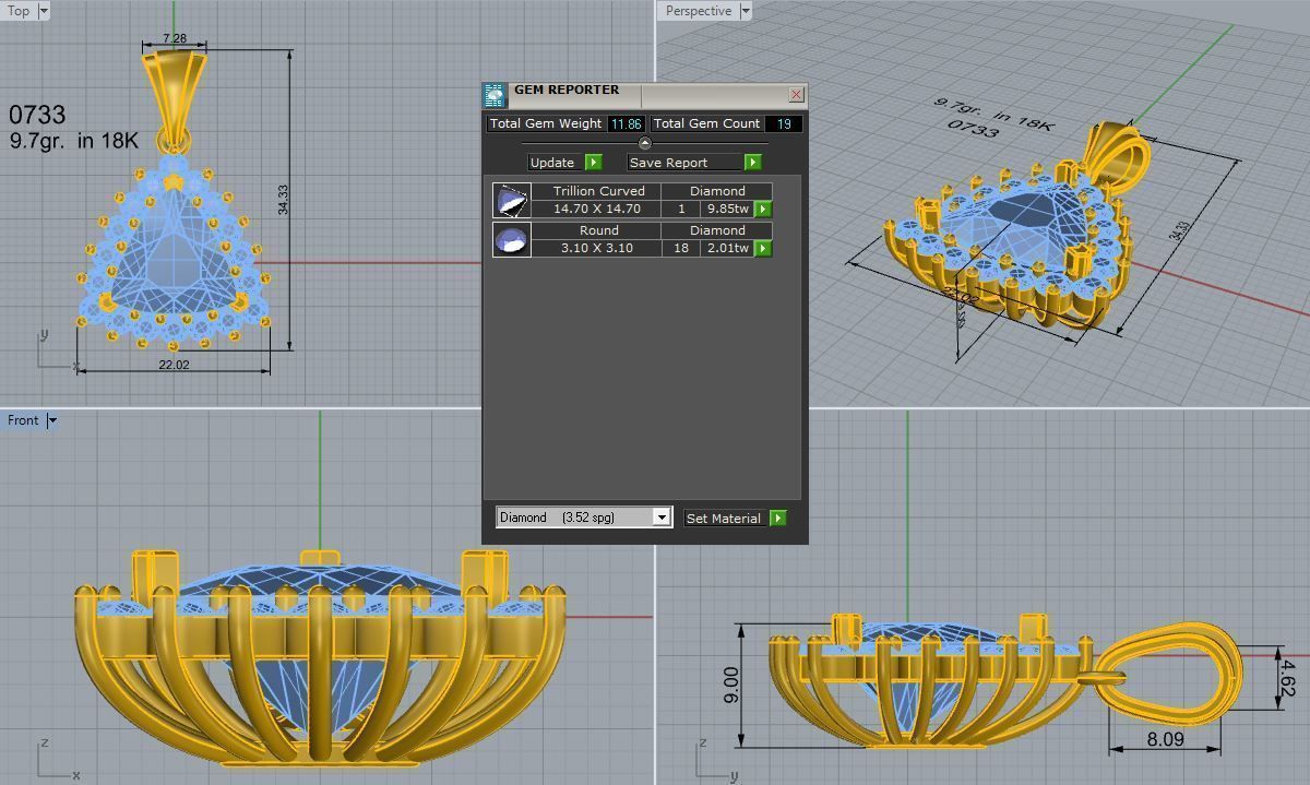 Triangulum Cluster Pendant 0733 3D print model_4