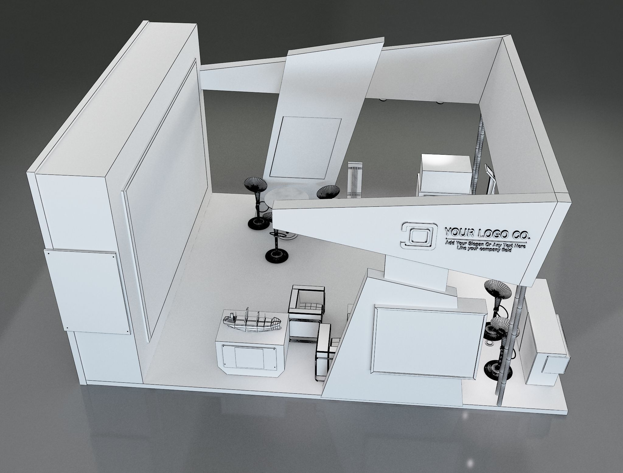 Booth Exhibition Stand a261 3D model_13