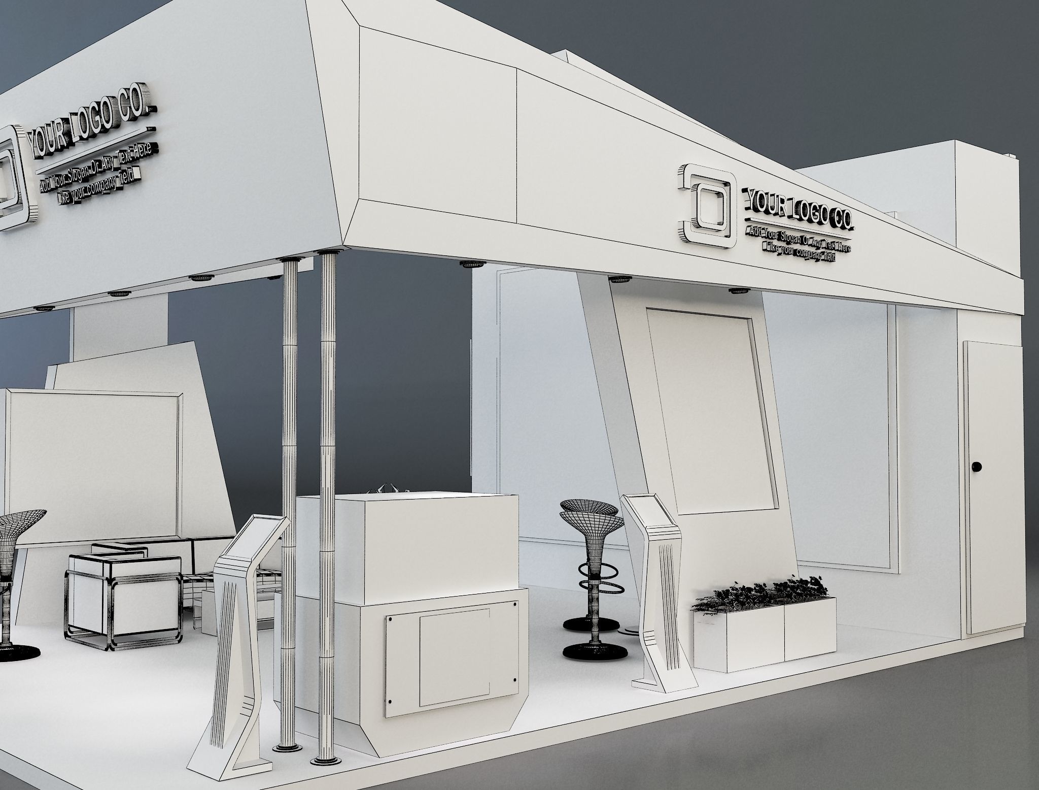 Booth Exhibition Stand a261 3D model_9
