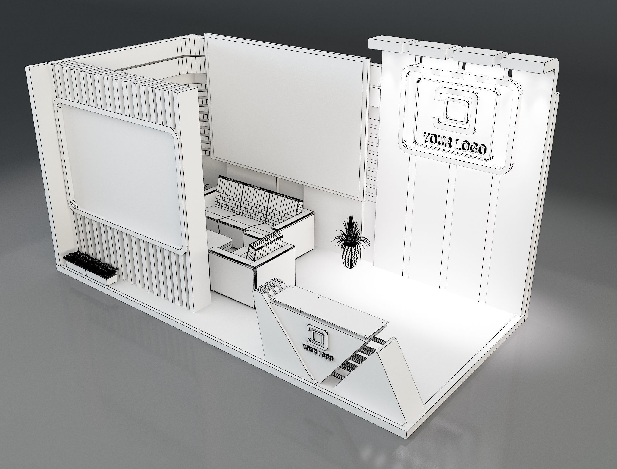 Booth Exhibition Stand a258a 3D model_3
