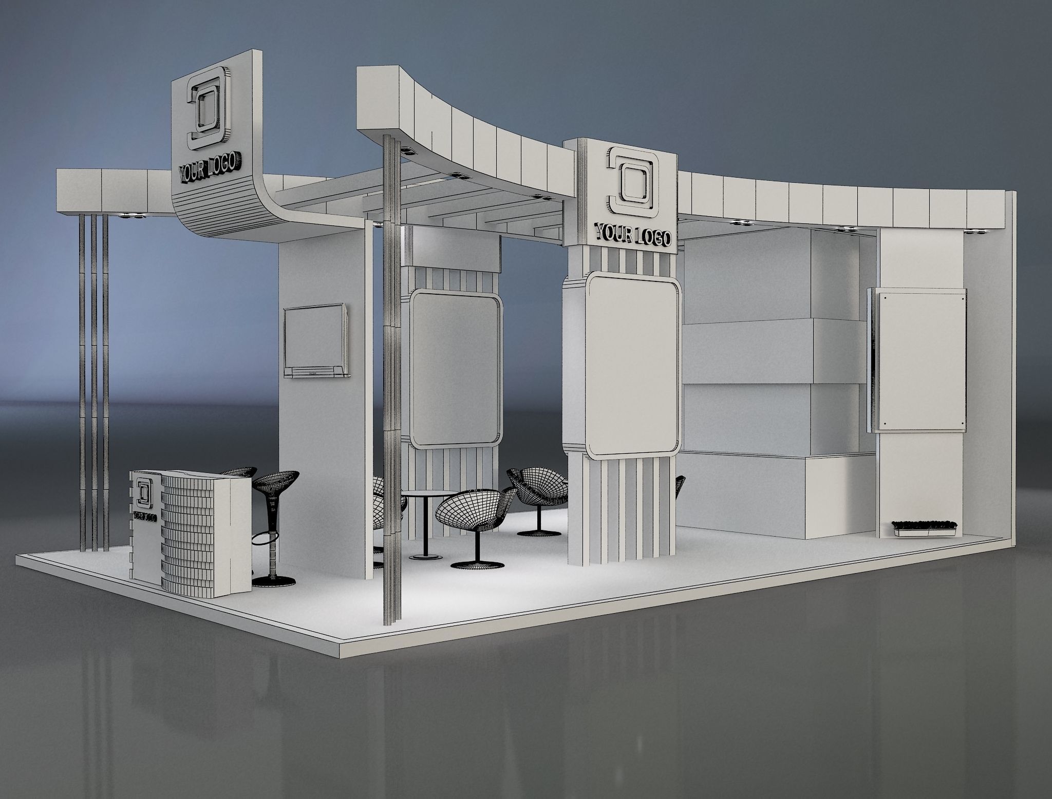Booth Exhibition Stand a258a 3D model_25