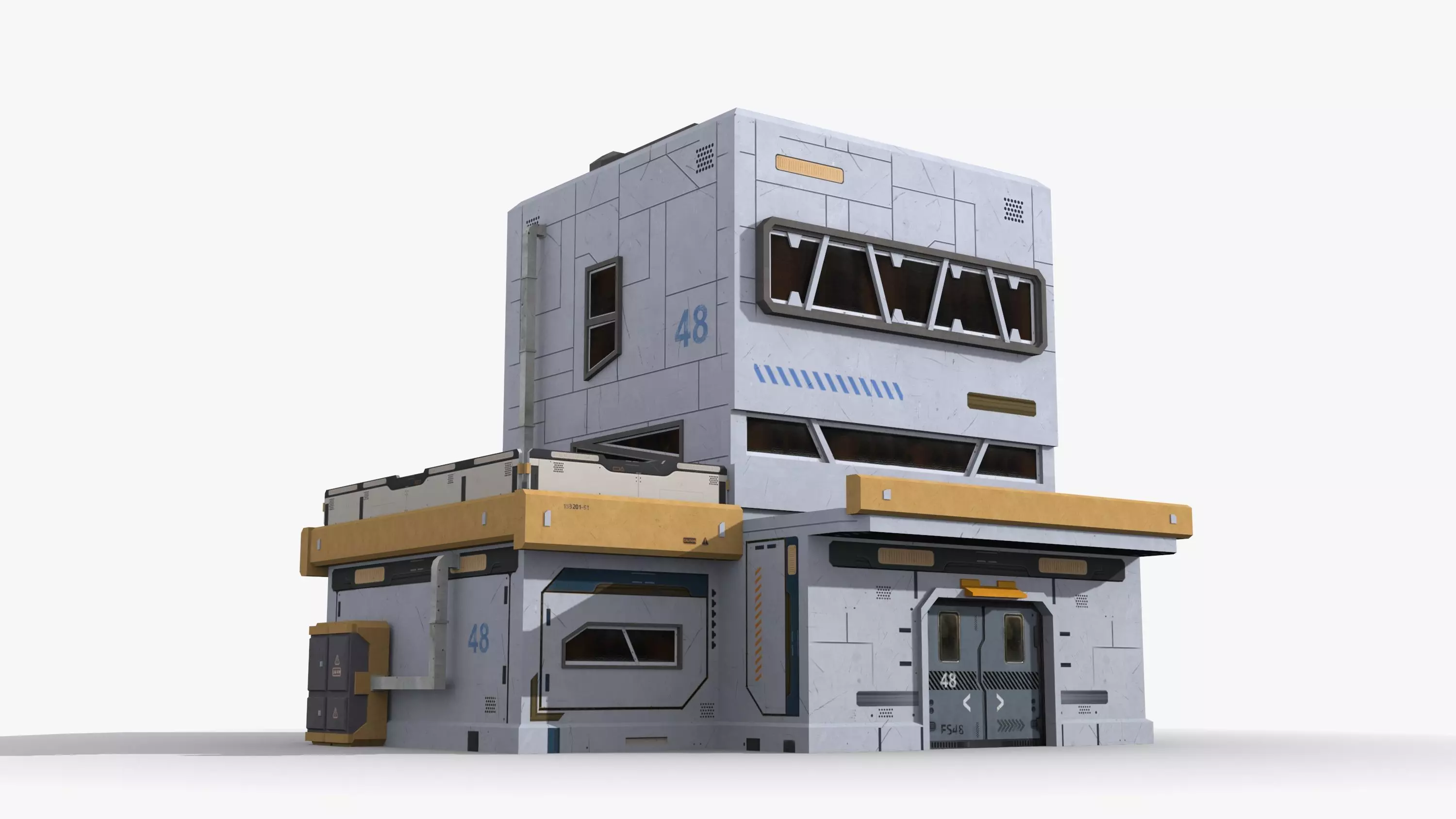 Sci-Fi Industrial x3 Low-poly 3D model_0