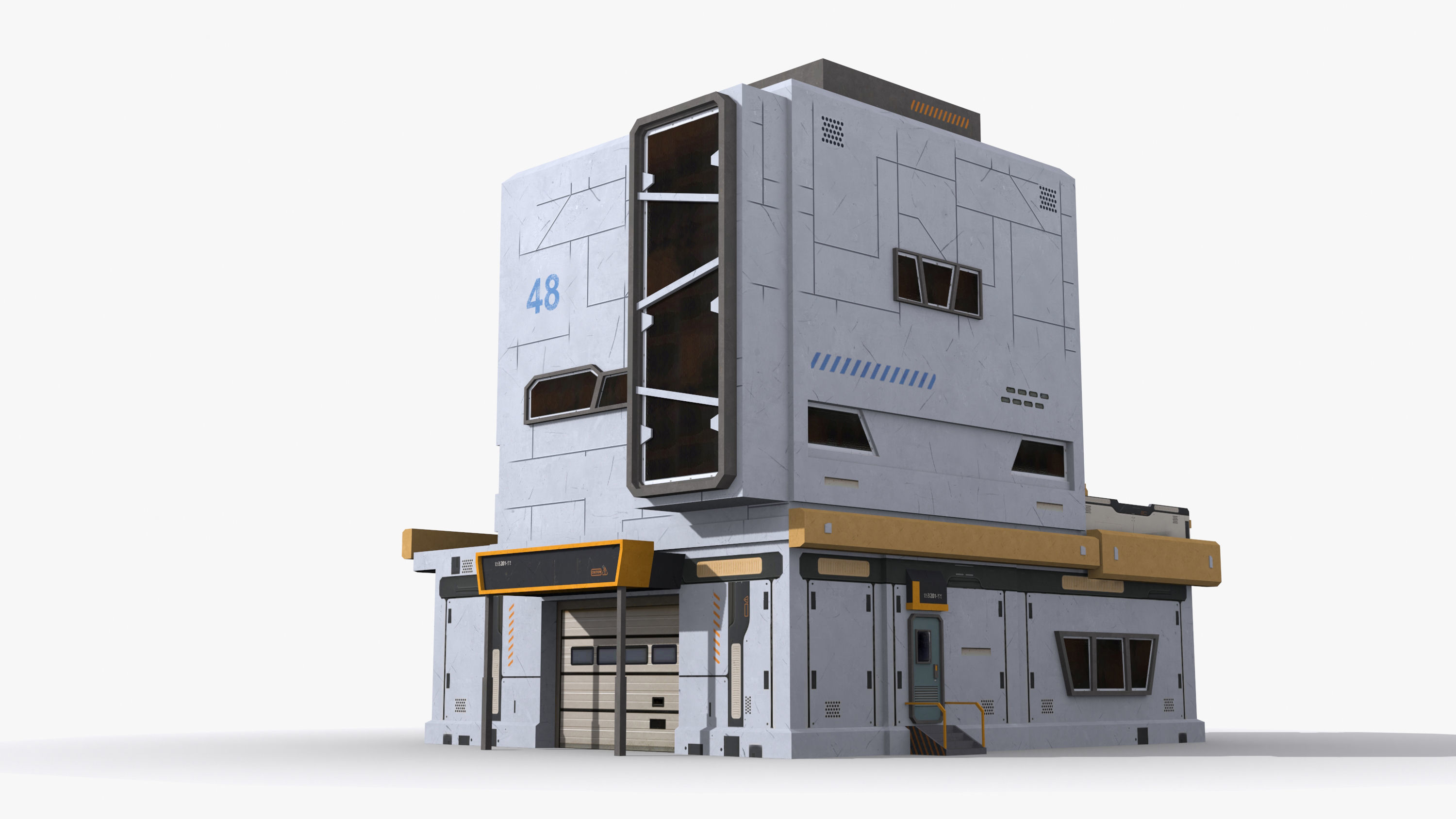 Sci-Fi Industrial x3 Low-poly 3D model_4