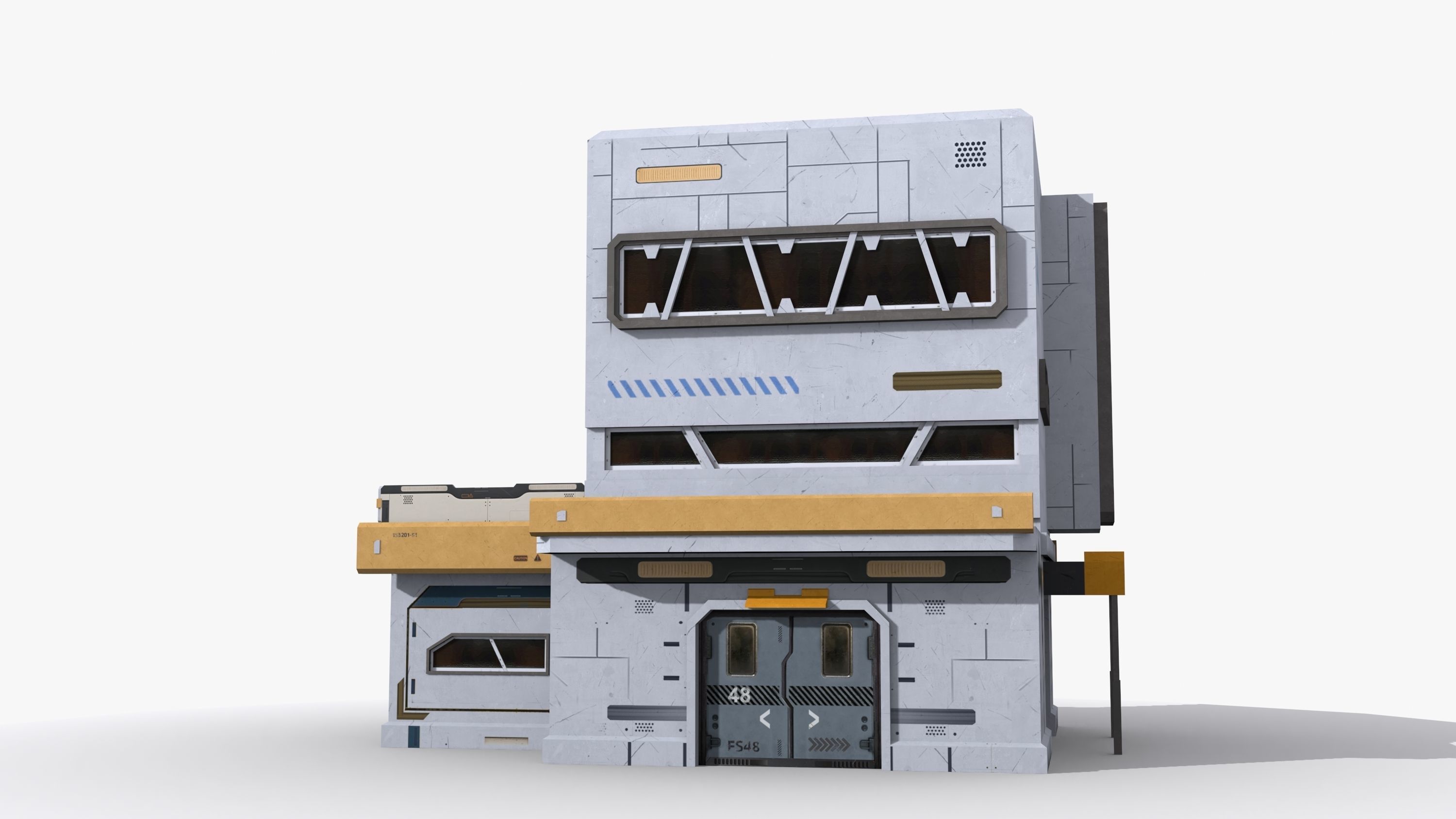 Sci-Fi Industrial x3 Low-poly 3D model_1