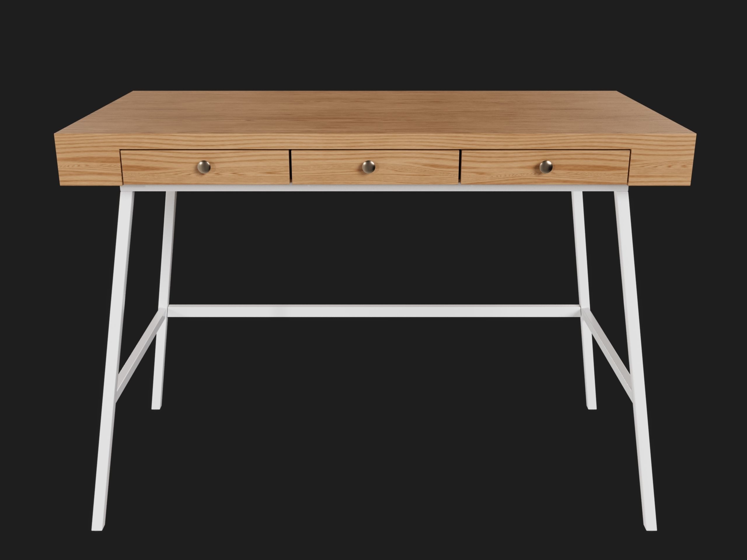 Wooden Desk 3D model_8