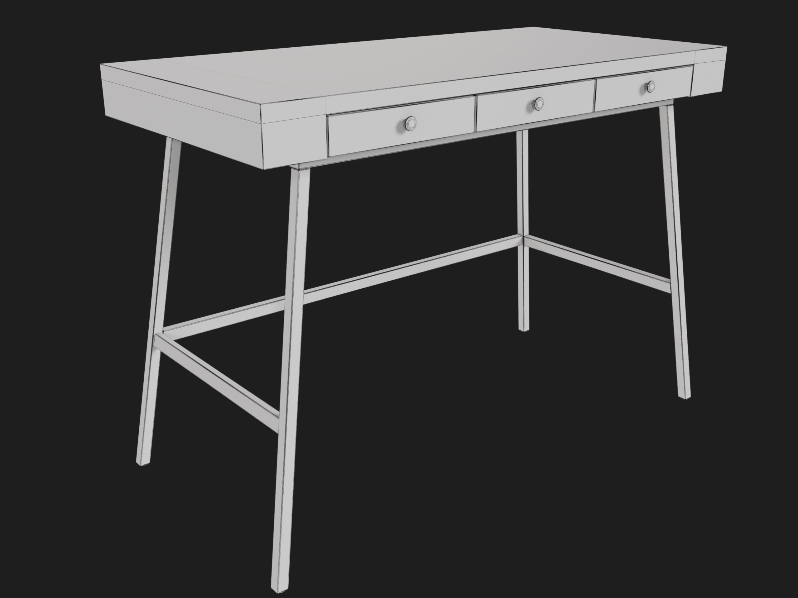 Wooden Desk 3D model_14
