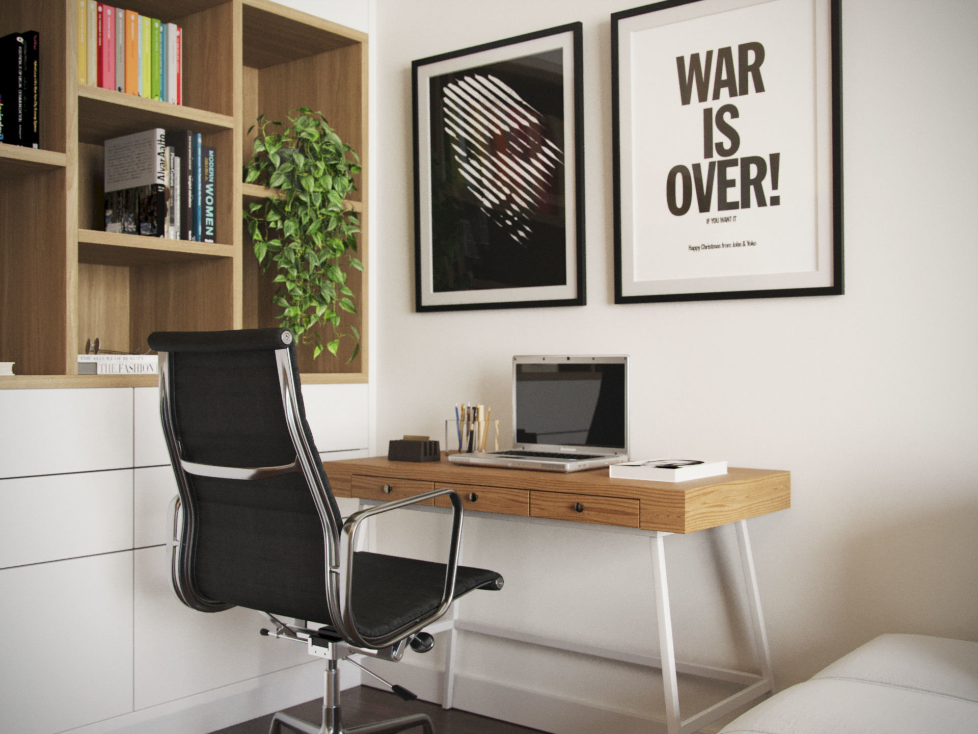 Wooden Desk 3D model_4