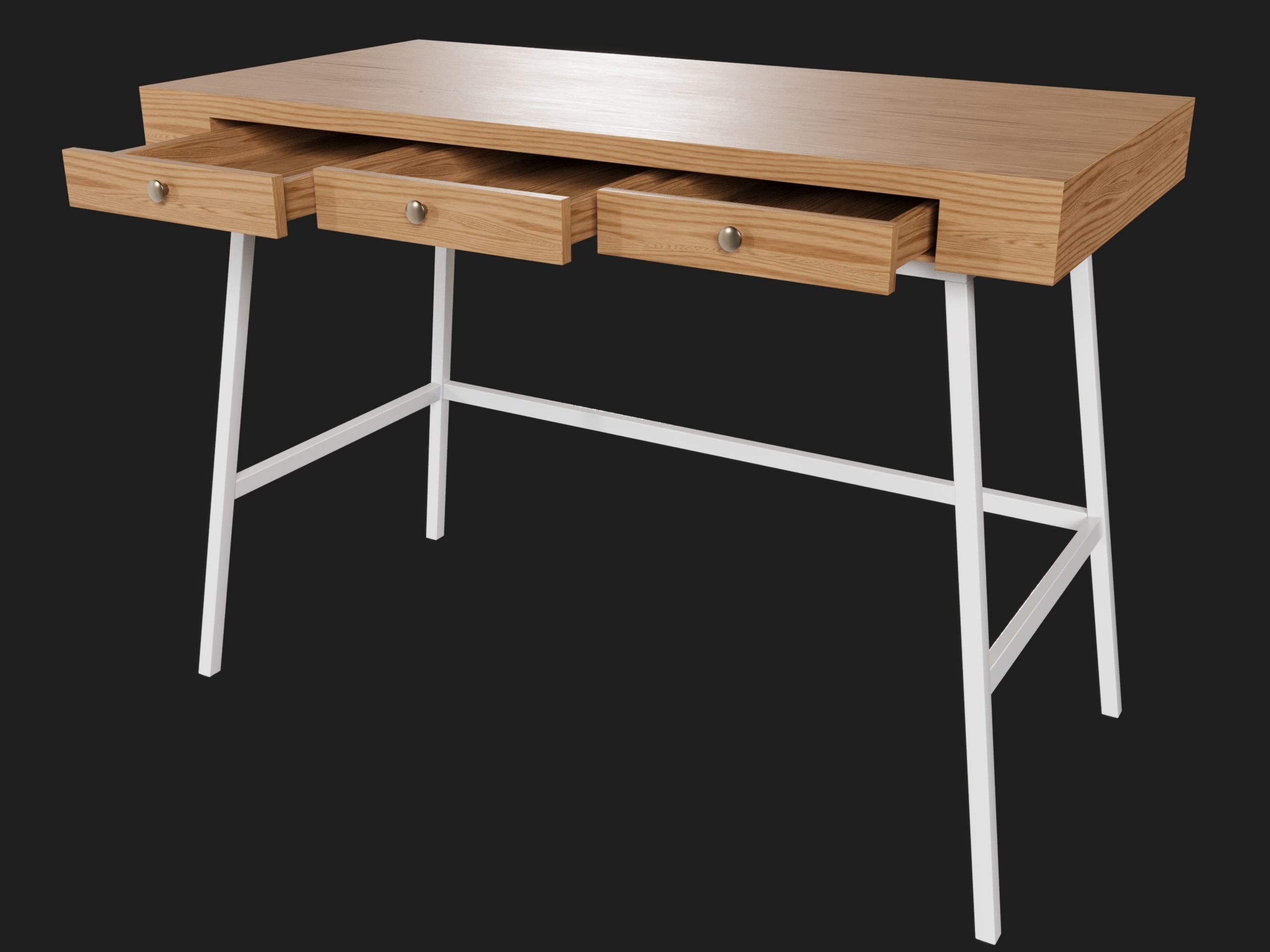 Wooden Desk 3D model_11