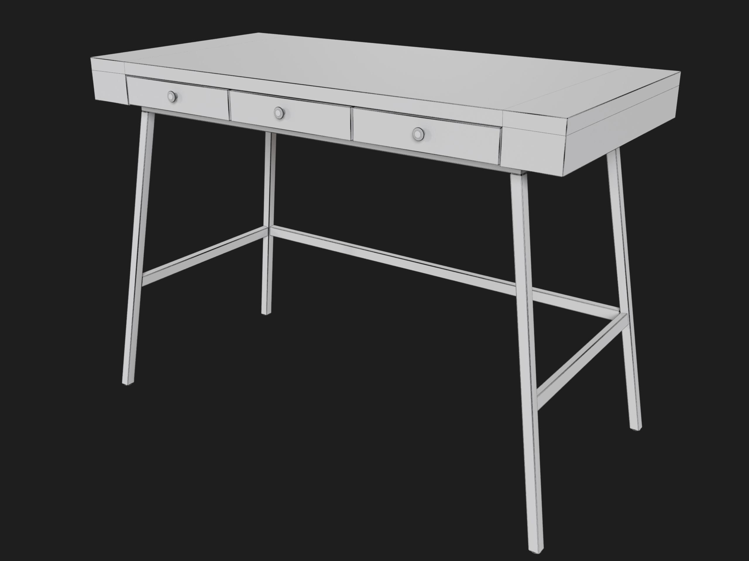 Wooden Desk 3D model_13