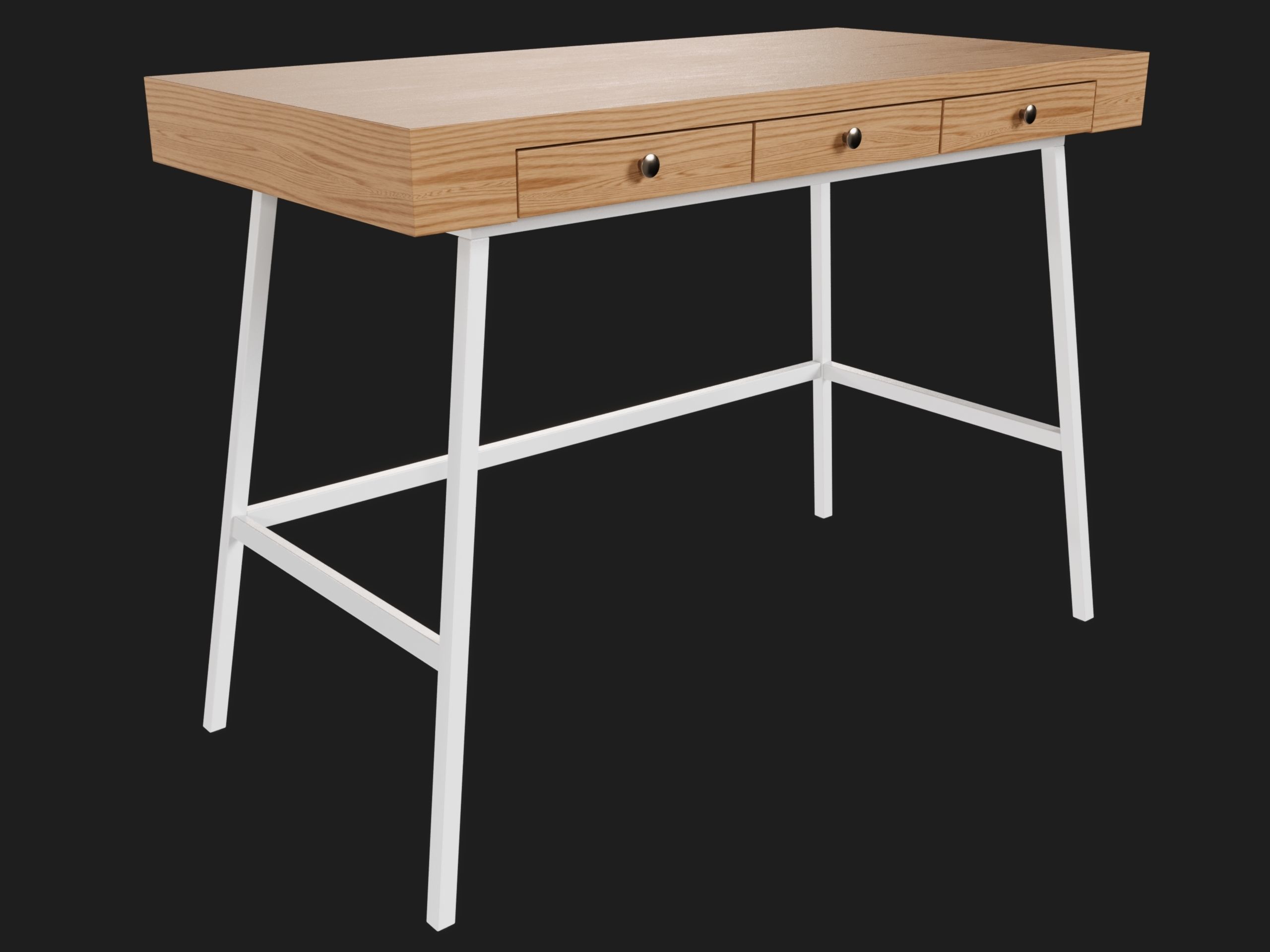 Wooden Desk 3D model_9