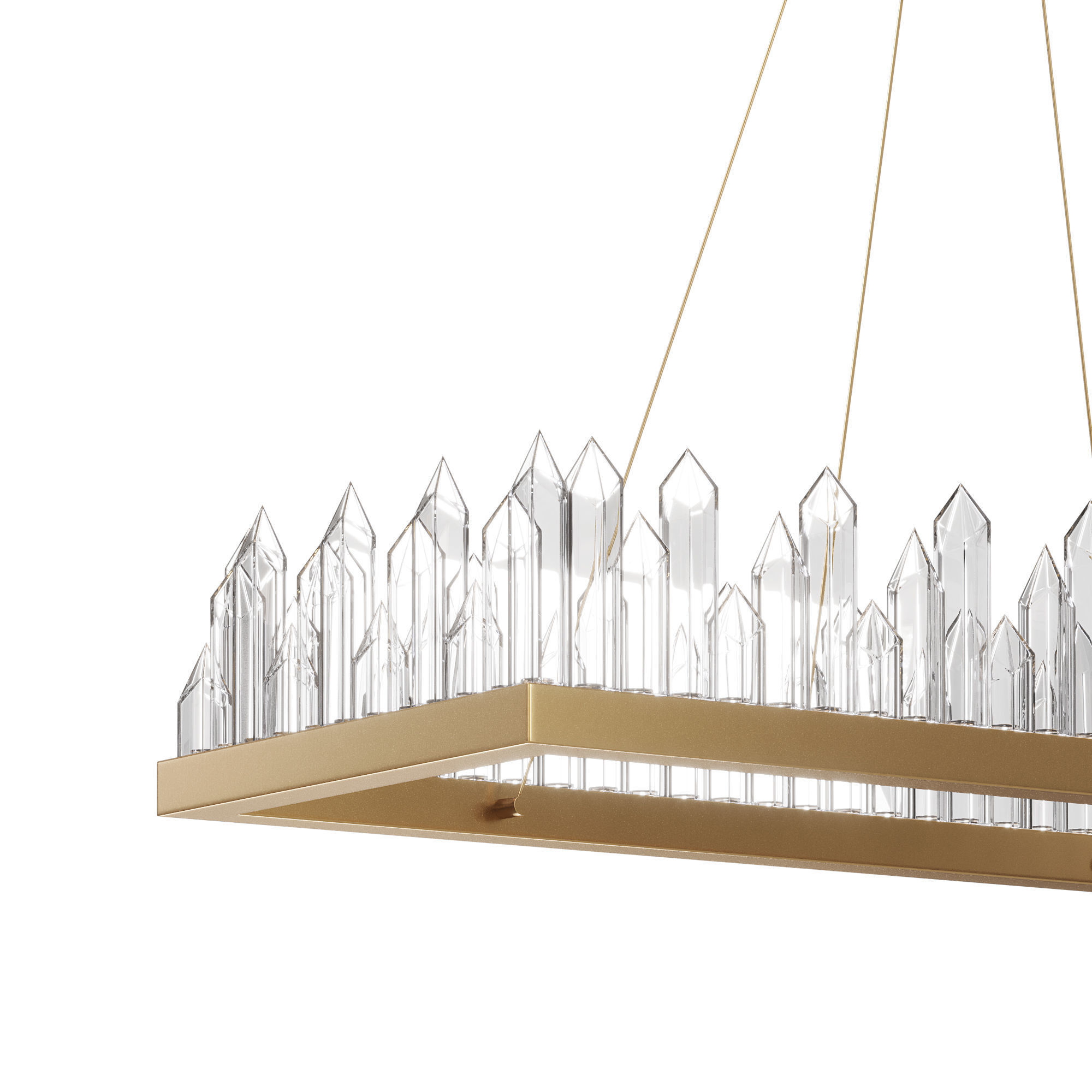 Chandelier Crystal Rock Rectangle Chandelier 3D model_1