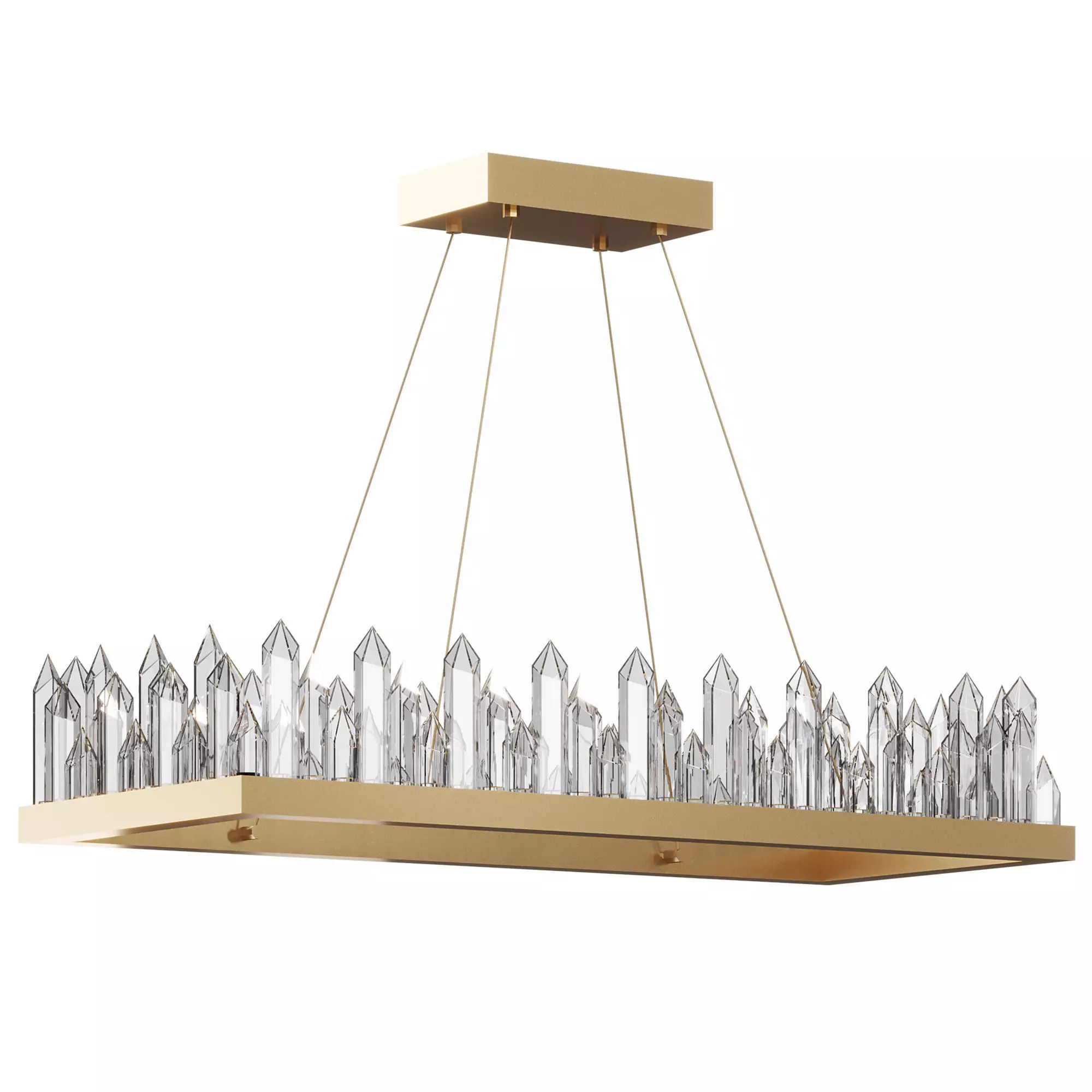Chandelier Crystal Rock Rectangle Chandelier 3D model_0