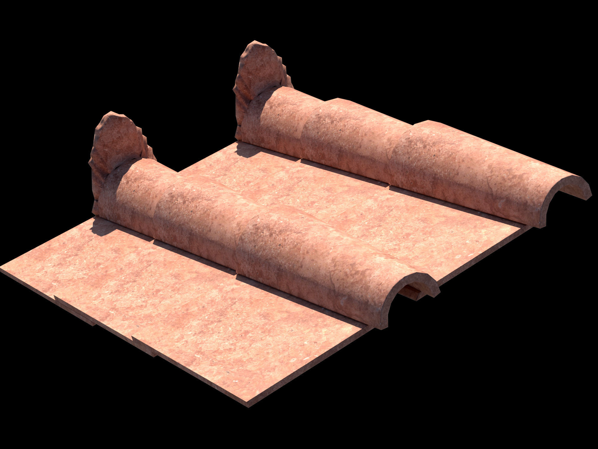 Roman roof tiles Low-poly 3D model_7