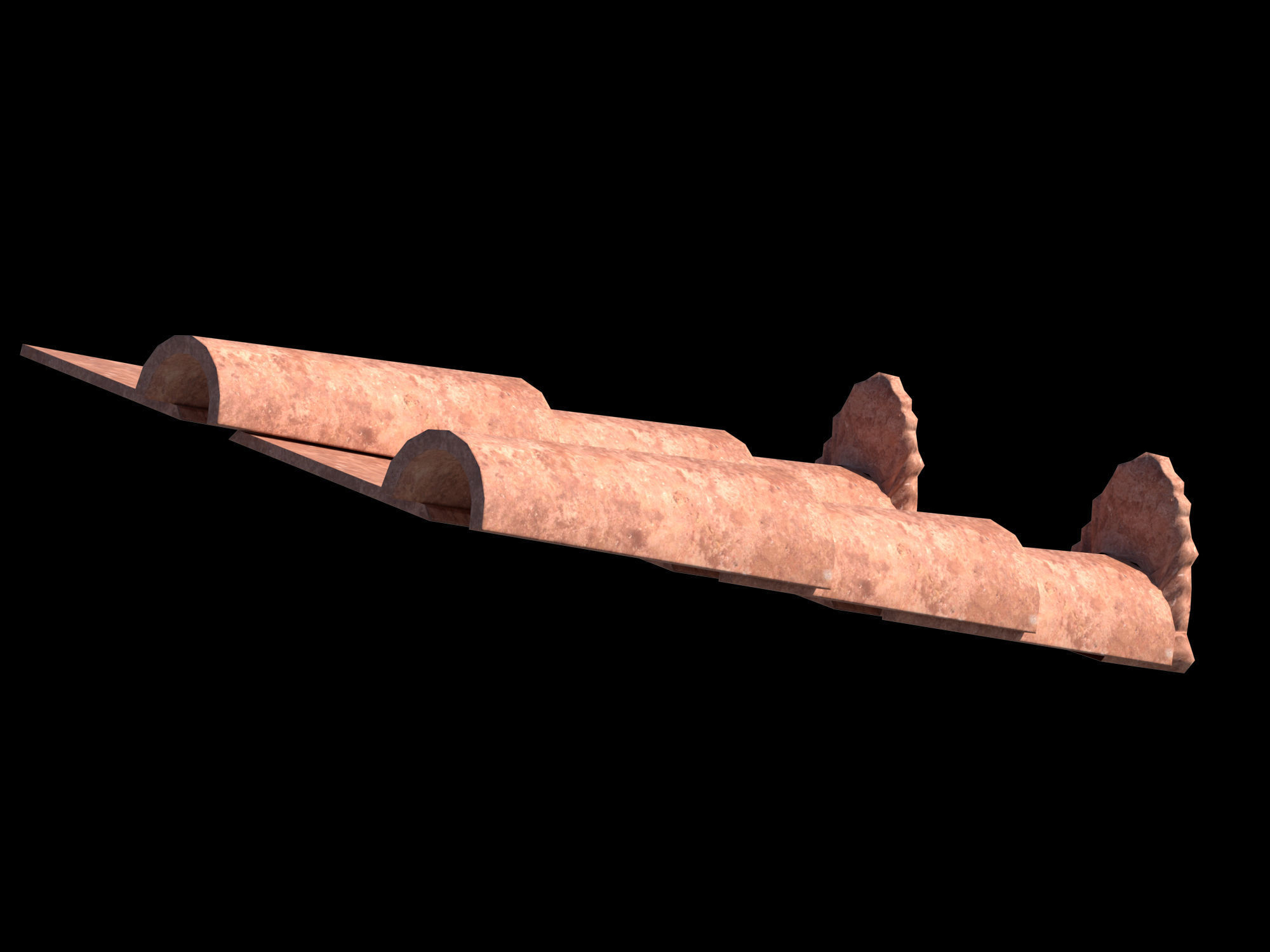 Roman roof tiles Low-poly 3D model_4