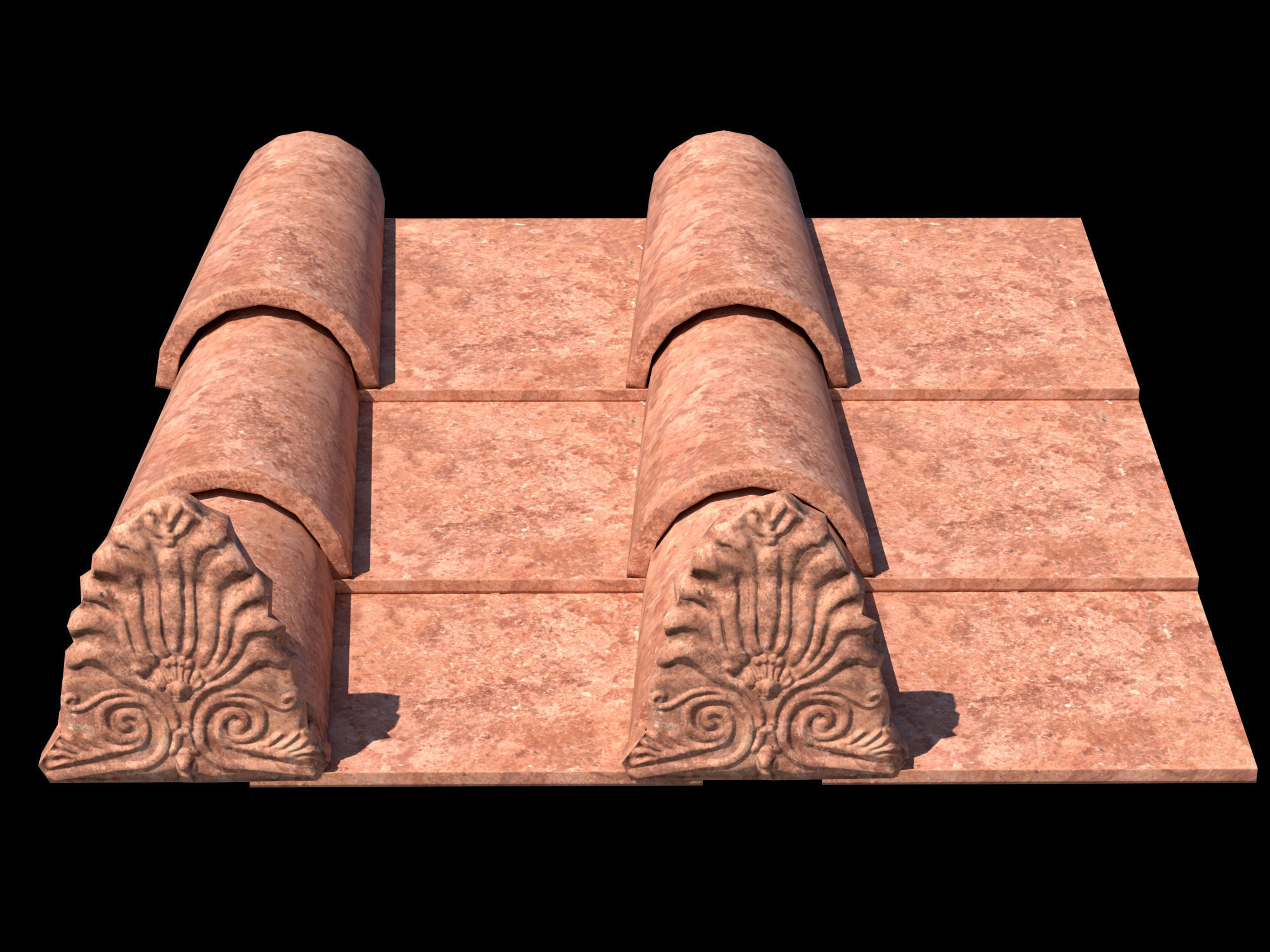 Roman roof tiles Low-poly 3D model_1