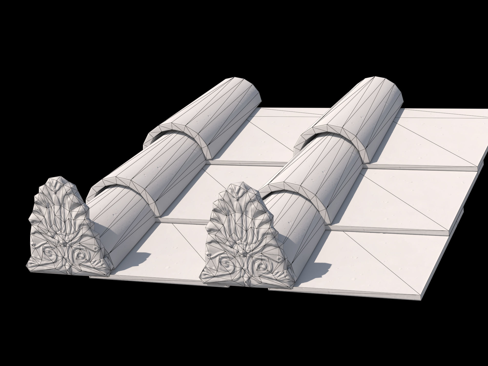 Roman roof tiles Low-poly 3D model_11